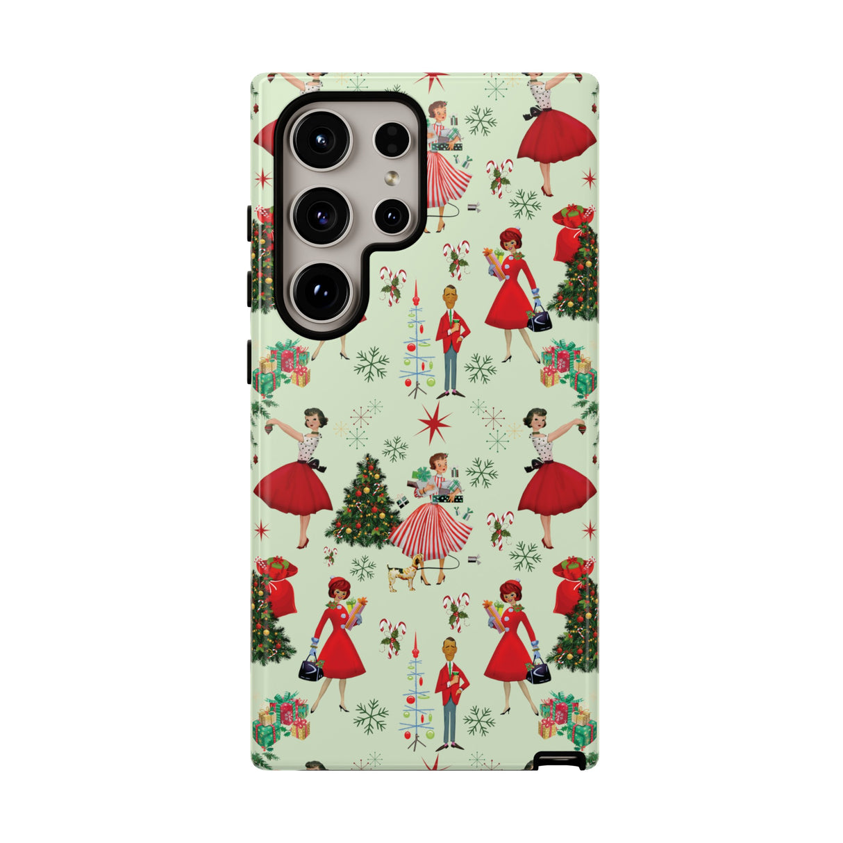 1950s Vintage Phone Case - Retro Christmas Design | Unique Holiday Protection for Your Device | Stylish & Durable Cover Gift for Her Phone 15, Samsung iPhone Samsung Accessory Gift for Her