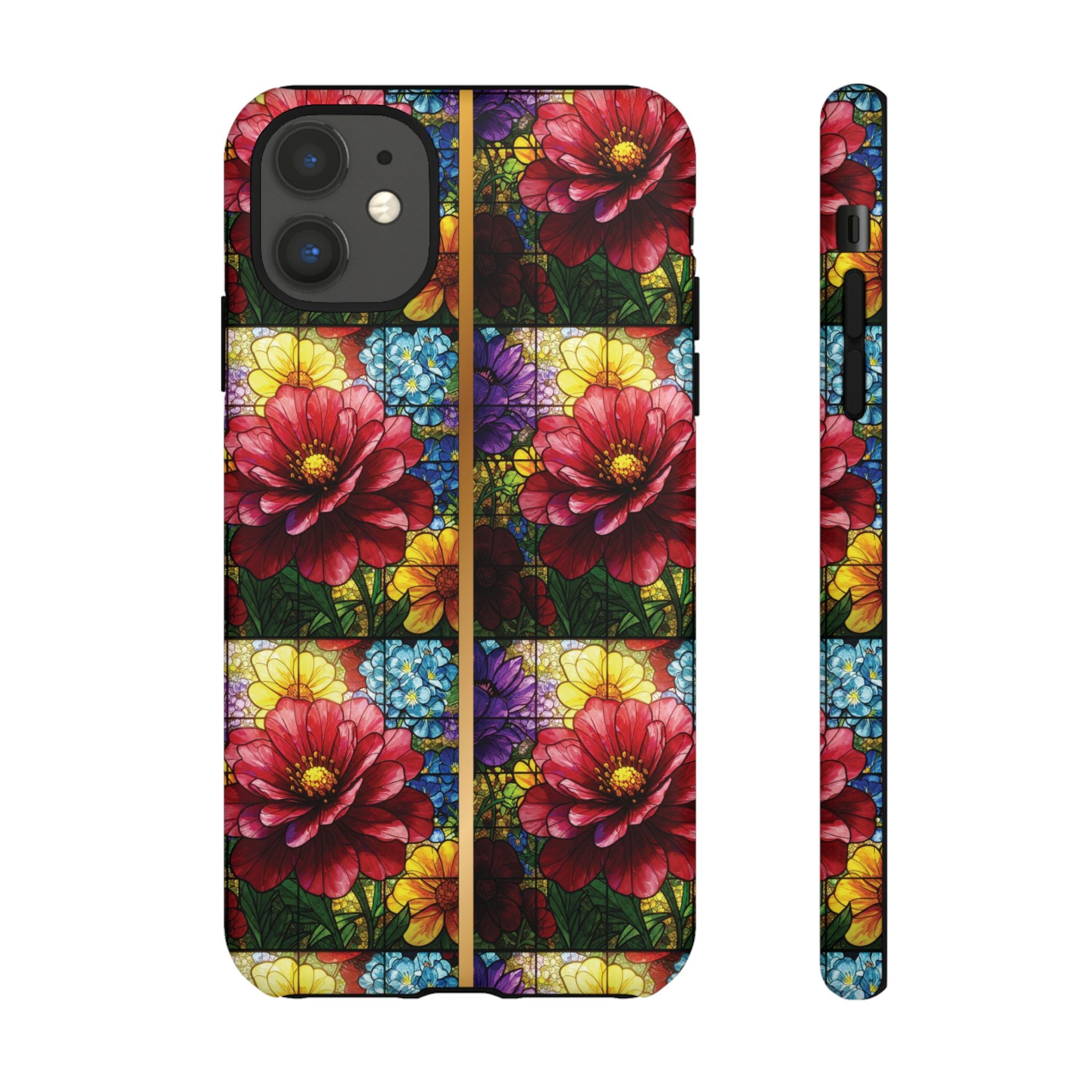 Stained Glass Illusion Floral Phone Case  3D Colorful Flower Design, Protective Christian Gift, Fits iPhone, Samsung, Google Pixel
