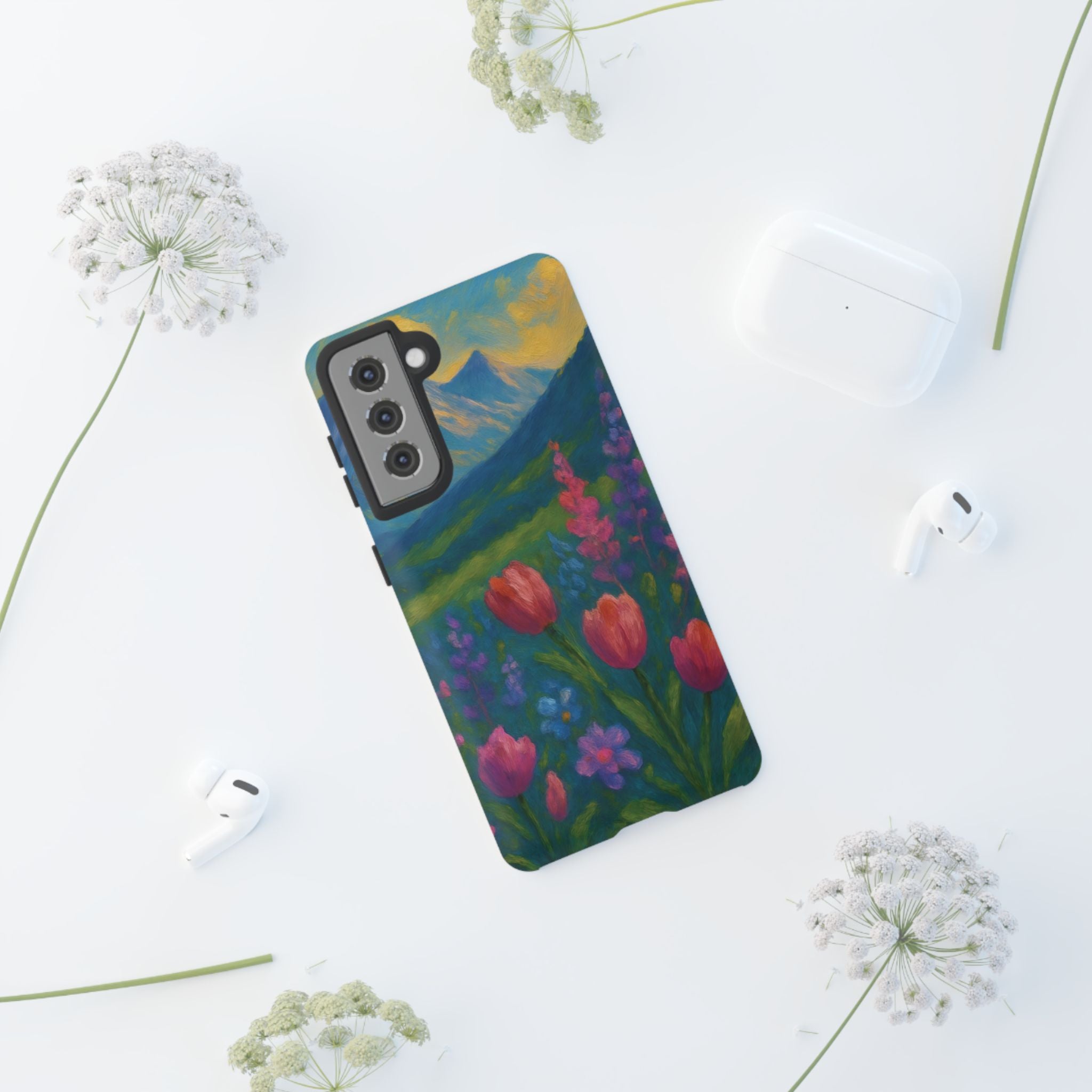 Mountains Wildflowers Phone Case | Vibrant Botanical Floral Design | Nature-Inspired Protective Cover for iPhone & Samsung | Trendy Aesthetic Gift Idea