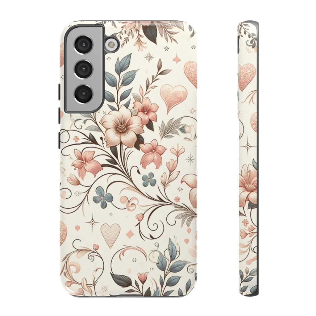 Floral Design Luxury Phone Tough Case Floral Elegant Durable Stylish for Modern Devices iPhone 17, 16 15, Samsung iPhone Samsung Accessory Gift for Her