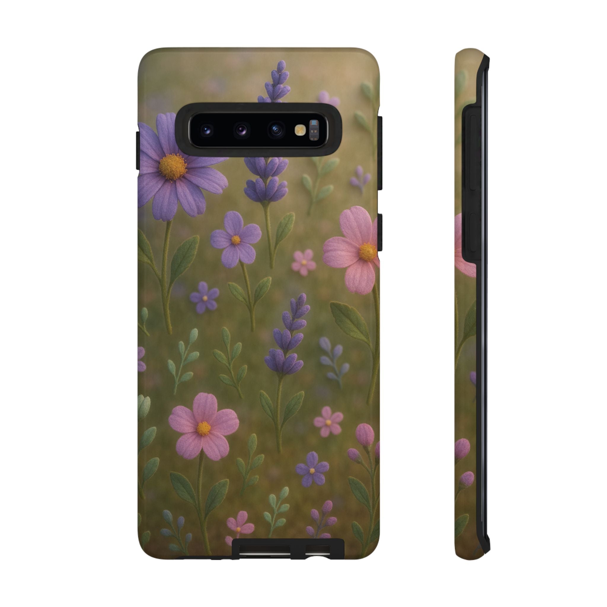 Pastel Flowers 3D Illusion Wildflower Phone Case Cute Pastel Floral Design in Lavender, Pink, Mint Green Aesthetic Protective Case for iPhone and  Android