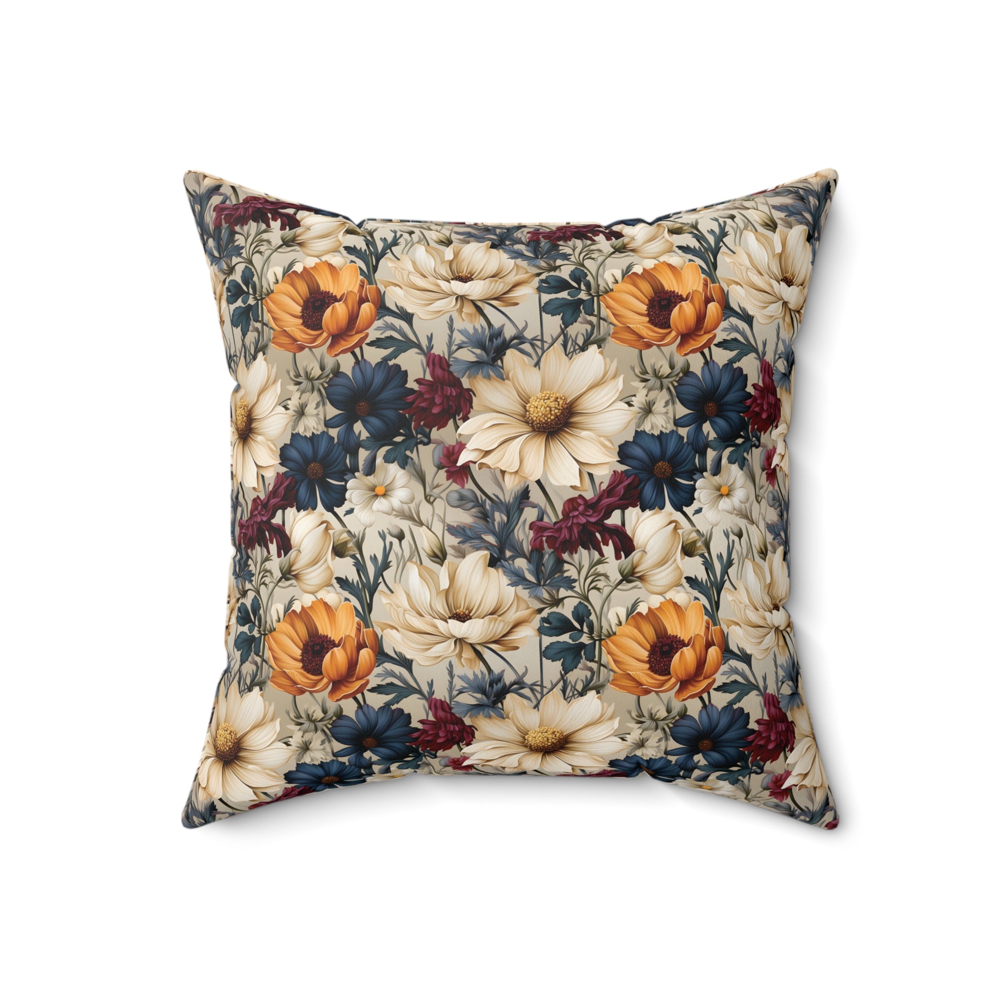 Boho Elegant Winter Floral Square Pillow Vibrant Floral Design Soft and Stylish Decorative Throw Pillow for Boho-Inspired Home Décor Bridal Shower - MRSBYVALLE