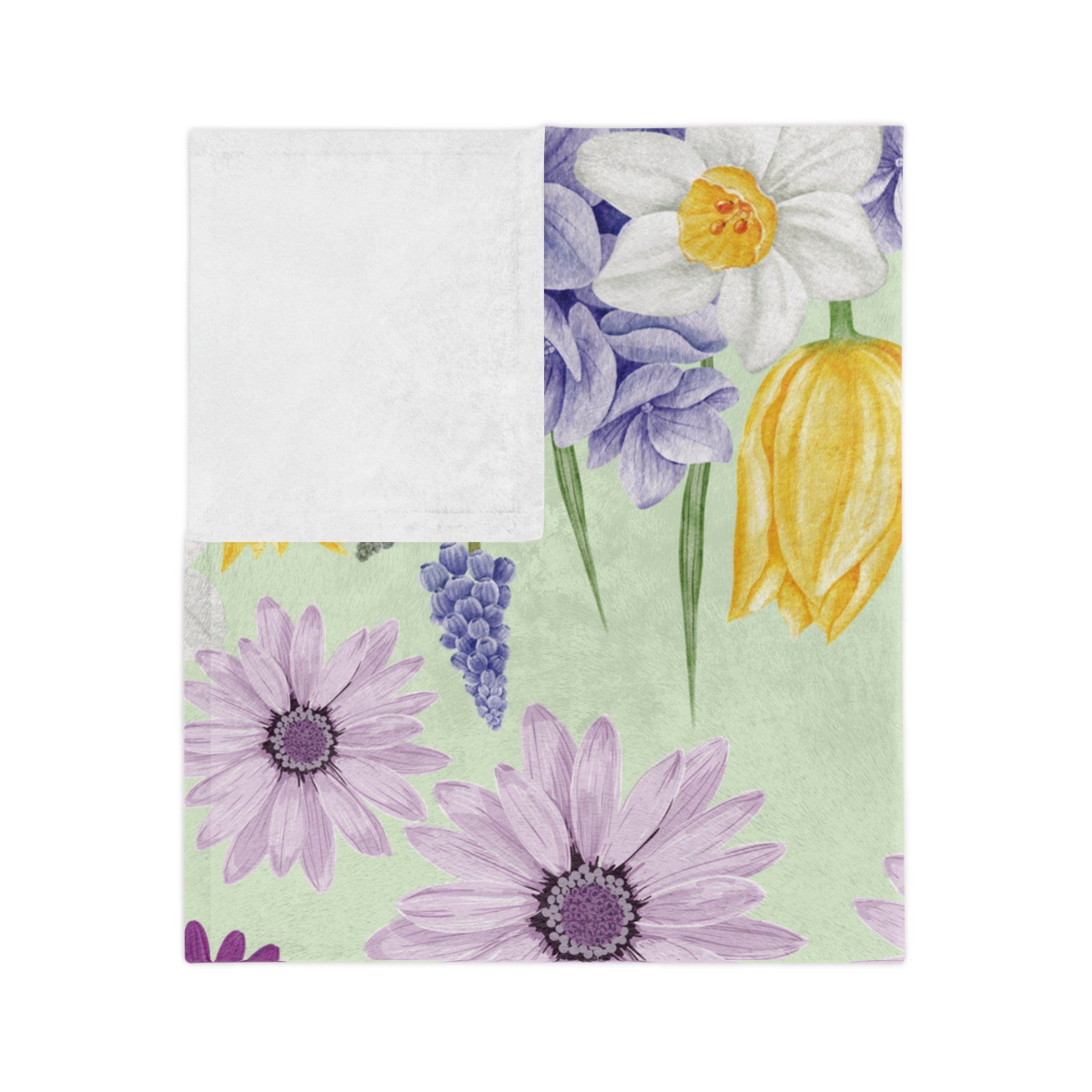 Plaid à fleurs lavande et jaunes – Doux et confortable, motif botanique pour lit, canapé ou coin lecture, cadeau parfait pour les amoureux de la nature et pour rafraîchir la maison