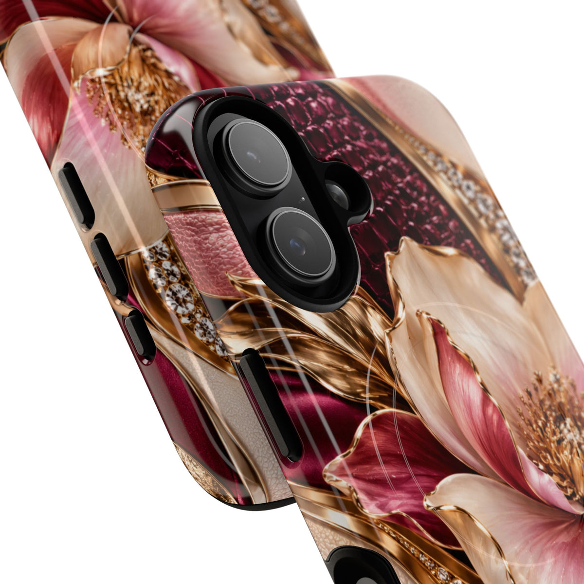 Magnetic Tough Phone Case — Vintage Rose Floral Armor