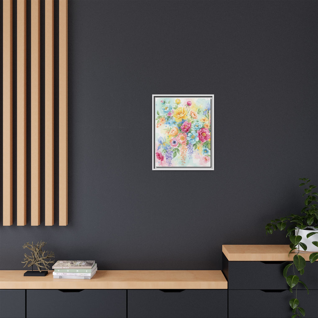 Toile Bouquet Floral Aquarelle, Art Mural Mat Encadré | Art Mural Multicolore