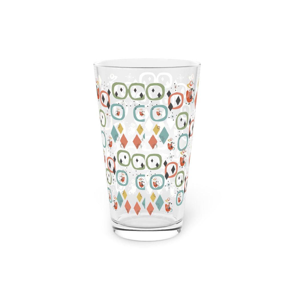 Retro Mid-Century Atomic Cat 16oz Pint Glass Mid-Century Modern Retro Style for Cocktails, Mocktails, Beer, and Water Perfect for Every Occasion Mother's Day Party Drinkware, Housewarming Perfect Gift Party Drinkware, Cocktail, Wedding Perfect for Parties - MRSBYVALLE