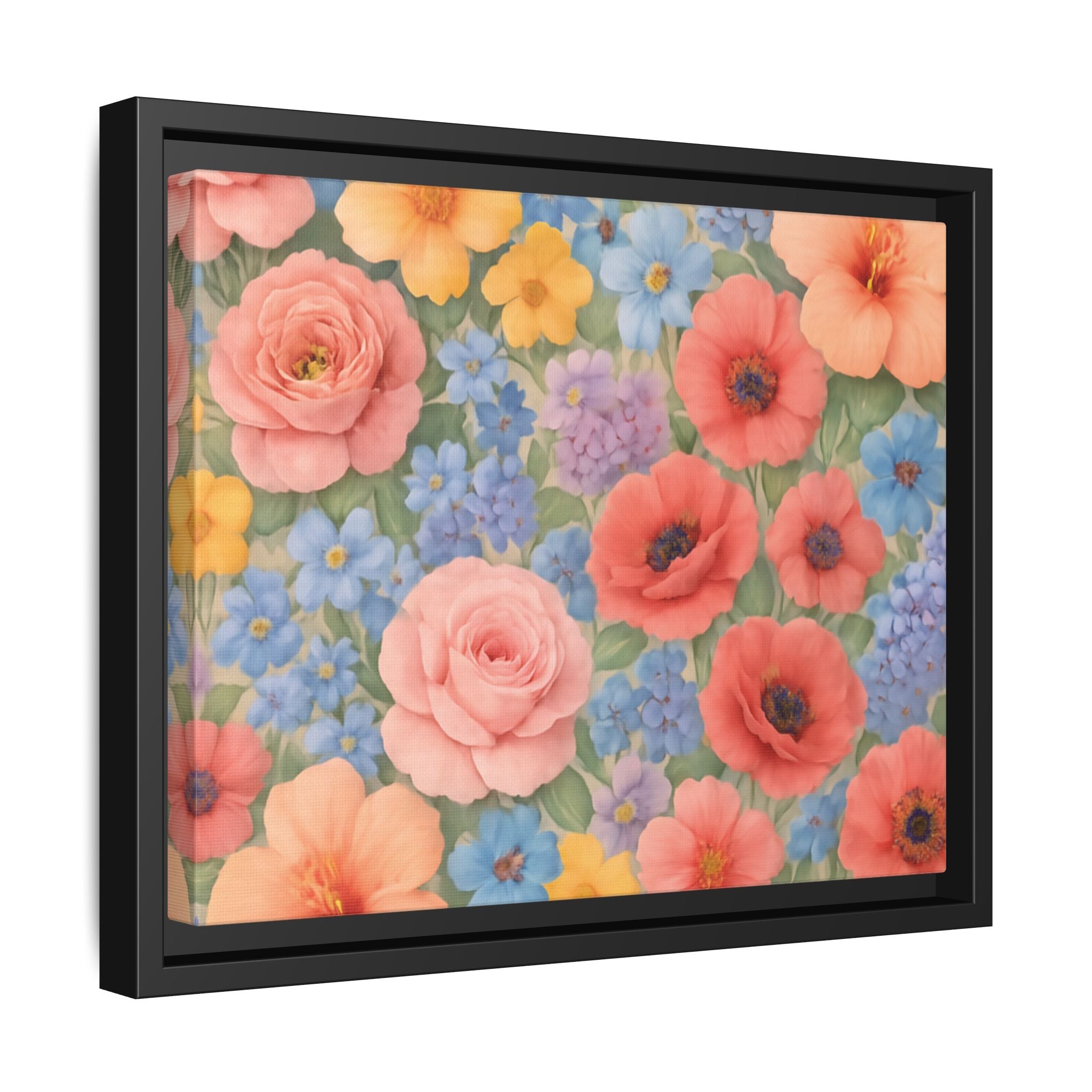 Luxury Framed Floral Canvas – Bold Multi-Color Botanical Wall Art, Elegant Nature-Inspired Accent for Living Room, Bedroom, or Office Décor Gift for Mom