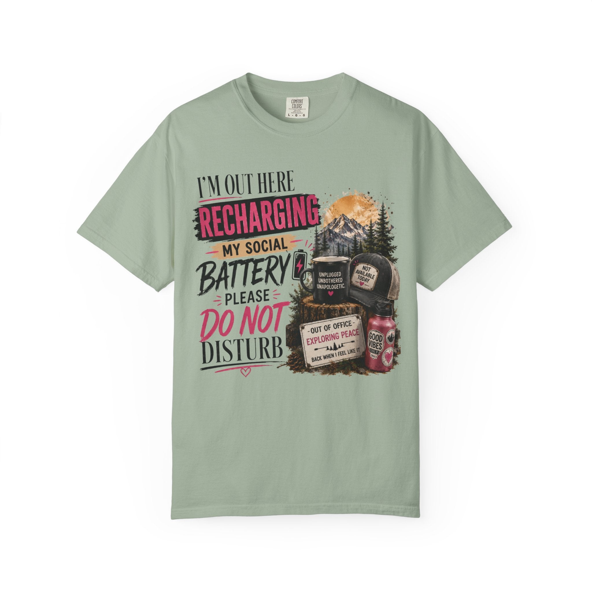 Recharging My Social Battery T-Shirt — Do Not Disturb Camping Graphic Tee