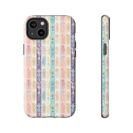 Boho Pastel Feathers Modern Watercolor Abstract Phone Case Compatible with iPhone, Samsung & More - Stylish, Durable Protection with Vibrant Artistic Design Perfect Gift for Her