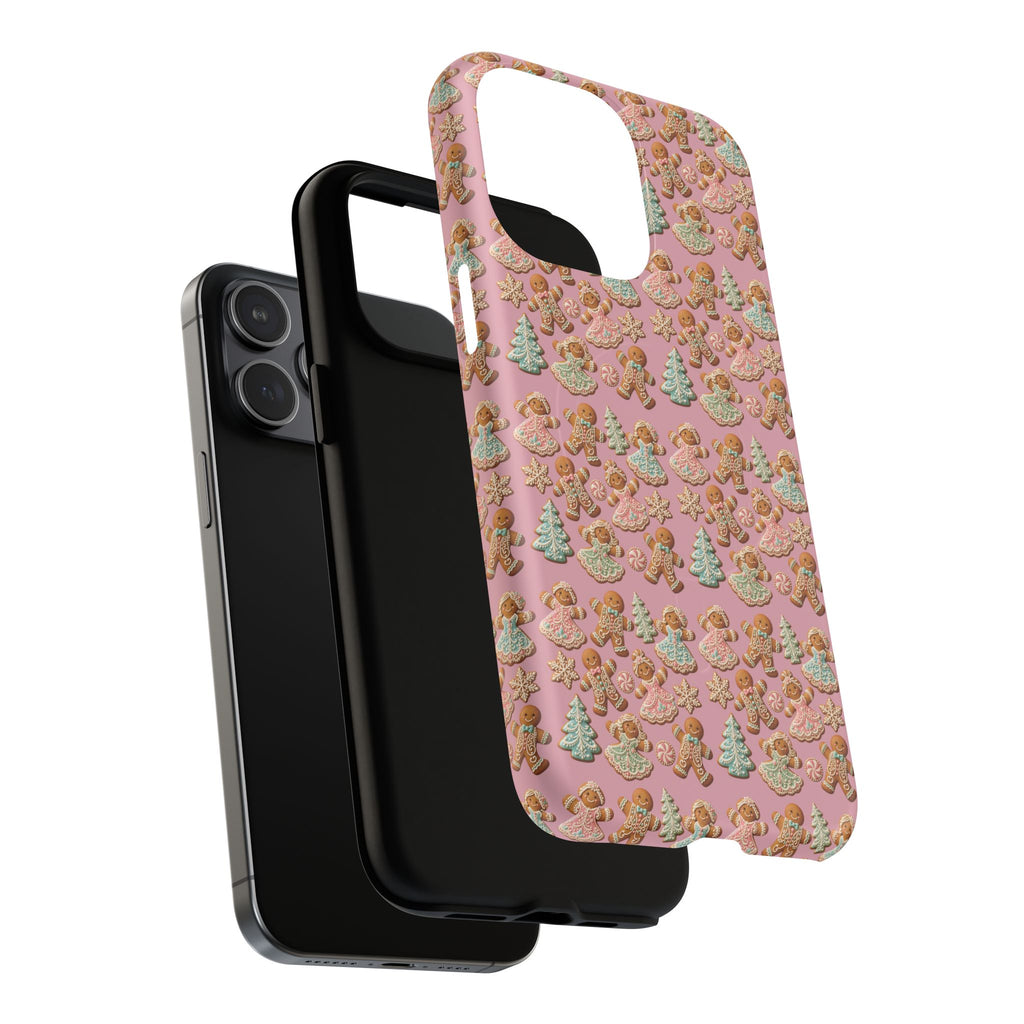 Phone Case — Pink Gingerbread Cookies Pattern Tough Magnetic Case