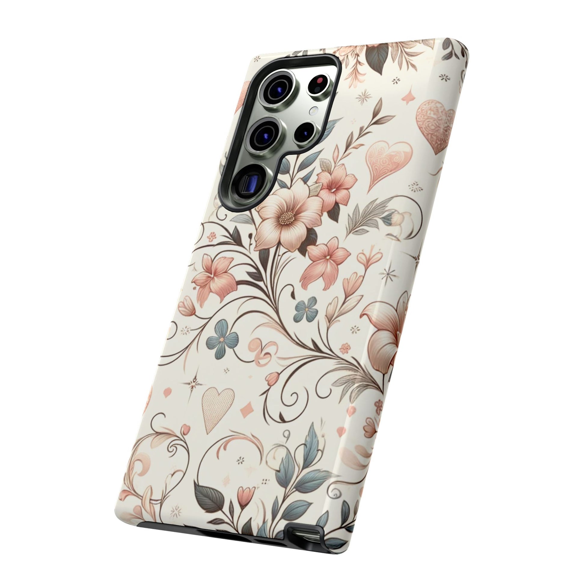 Floral Design Luxury Phone Tough Case Floral Elegant Durable Stylish for Modern Devices iPhone 17, 16 15, Samsung iPhone Samsung Accessory Gift for Her