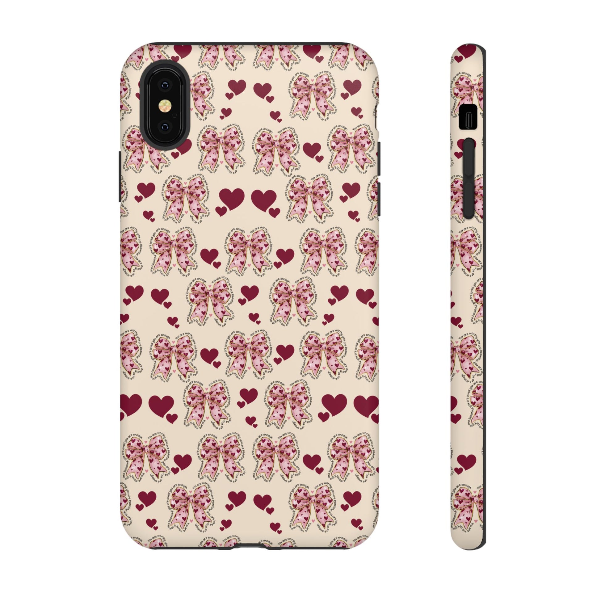 Charming Hearts & Pink Bows Phone Case Stylish & Durable Protection for Your Device | Scratch-Resistant, Slim Fit, and Lightweight Design for Everyday Use for iPhone & Android | Fresh Nature-Inspired Design!