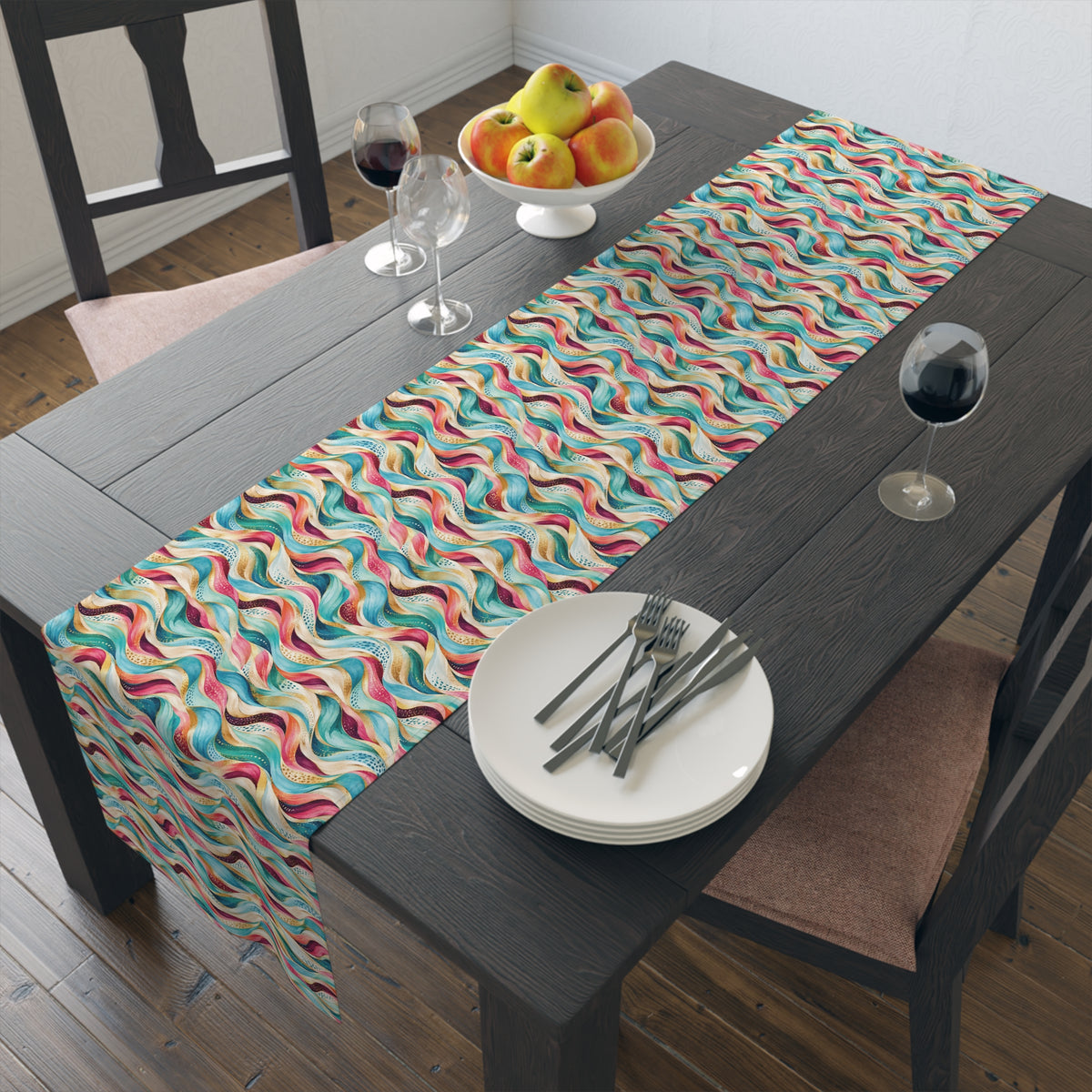Retro Pastel Wave Table Runner