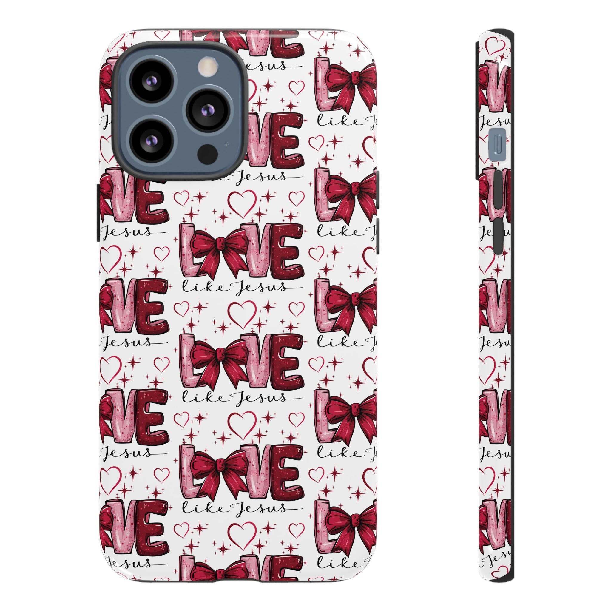 Love Like Jesus Red Bows and Hearts—Tough, Faithful Phone Cases & Religious iPhone Accessories: Protect Your Device & Show Your Faith