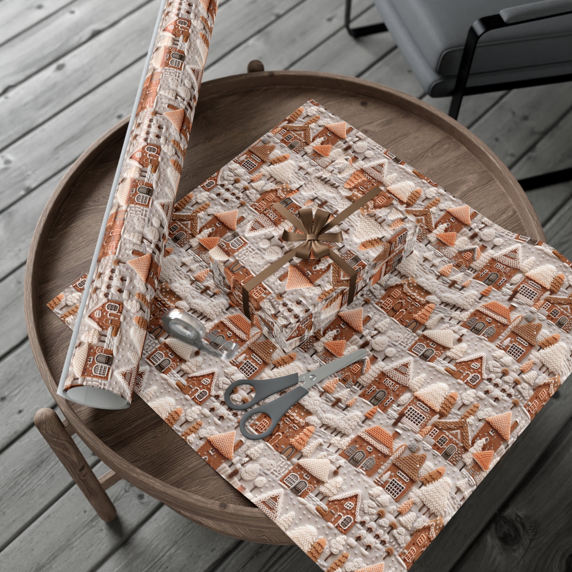 Charming Gingerbread House Wrapping Paper - Festive Holiday Design, Premium Quality, 100% Recyclable, Perfect for Christmas Gifts and Special Occasions - MRSBYVALLE