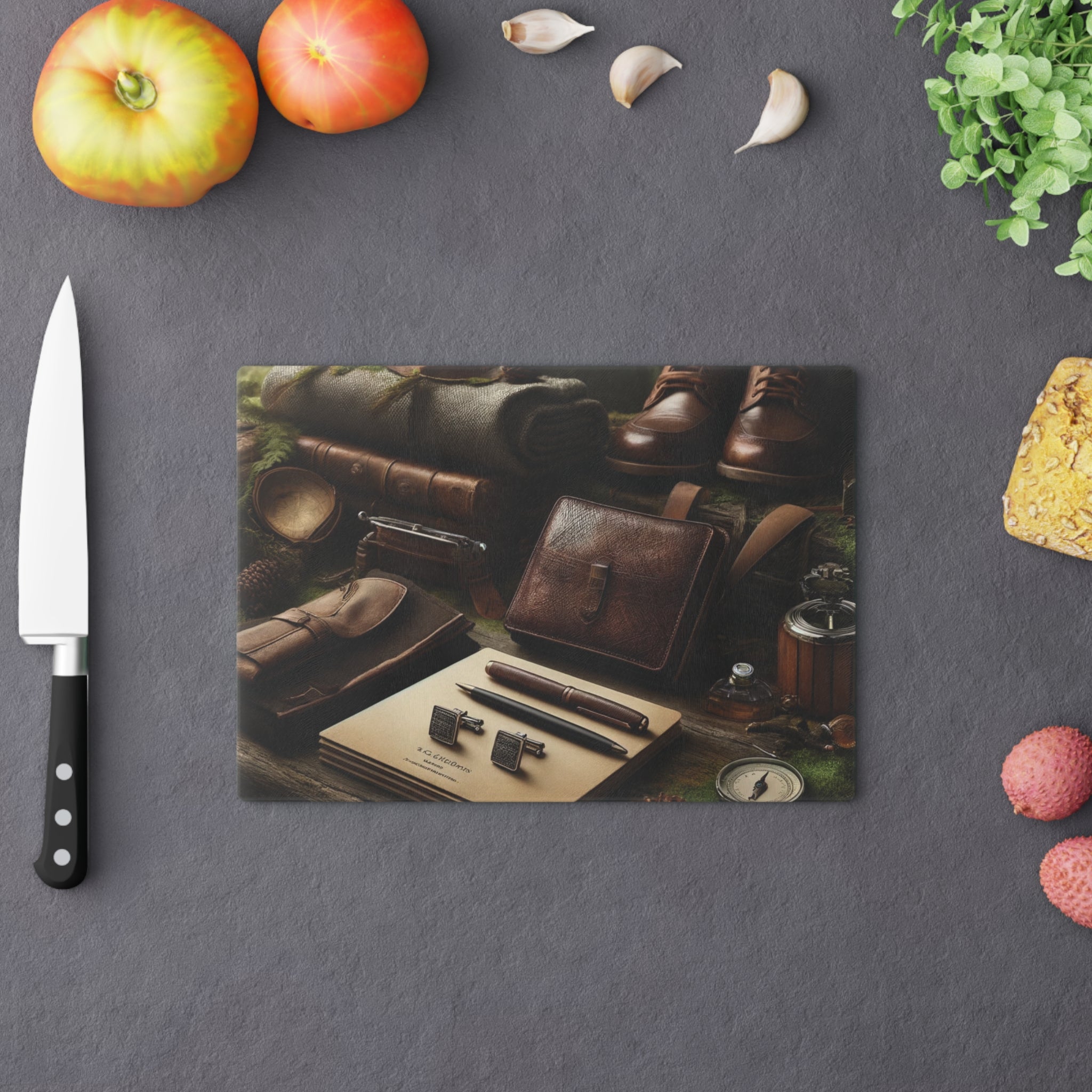 Rugged Outdoorsman Glass Cutting Board Durable Kitchen Essential with Masculine Wilderness Design Tempered Glass Cutting Board Durable Kitchen Decor Housewarming, New House Gift - MRSBYVALLE