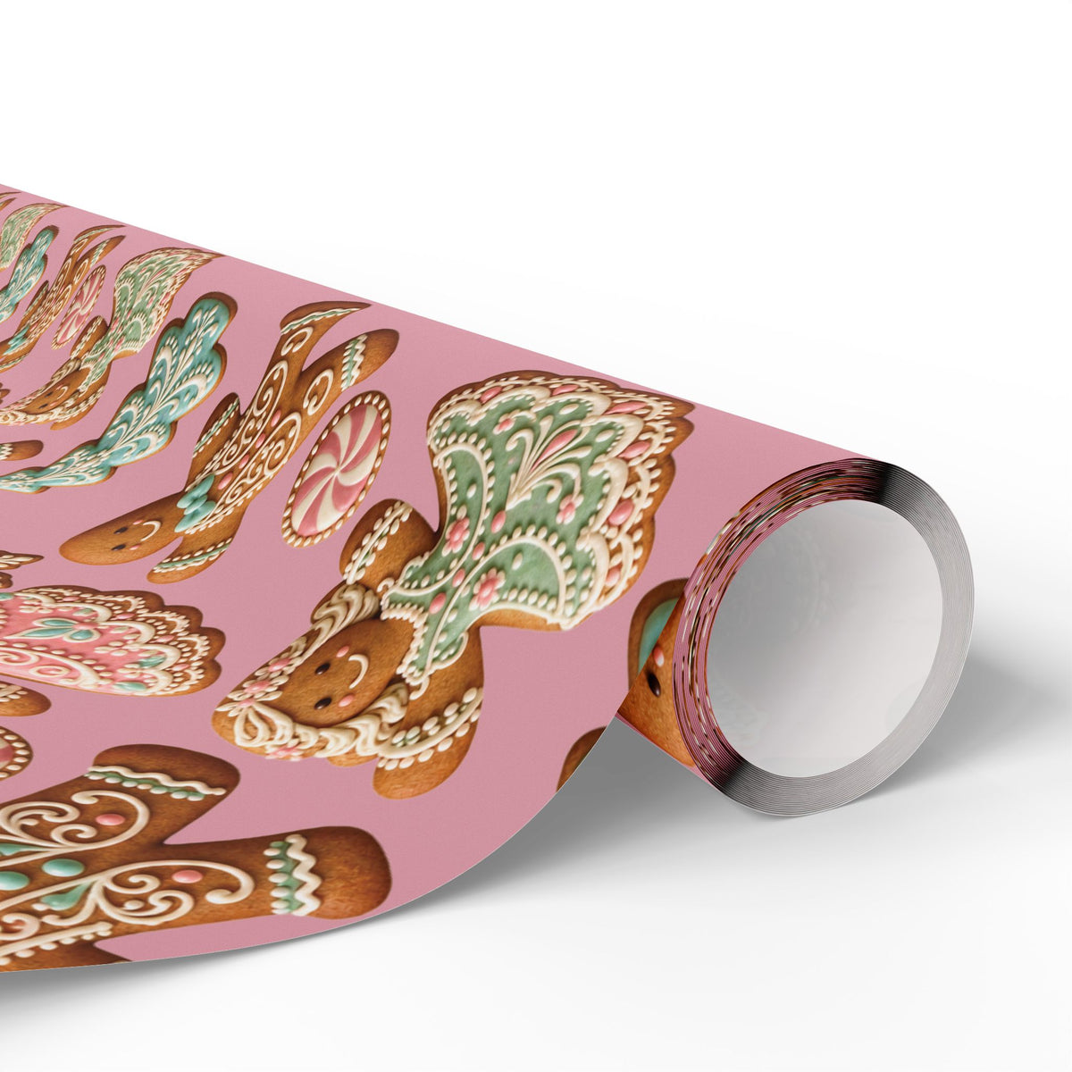 Gingerbread Cookies Pink Wrapping Paper Christmas