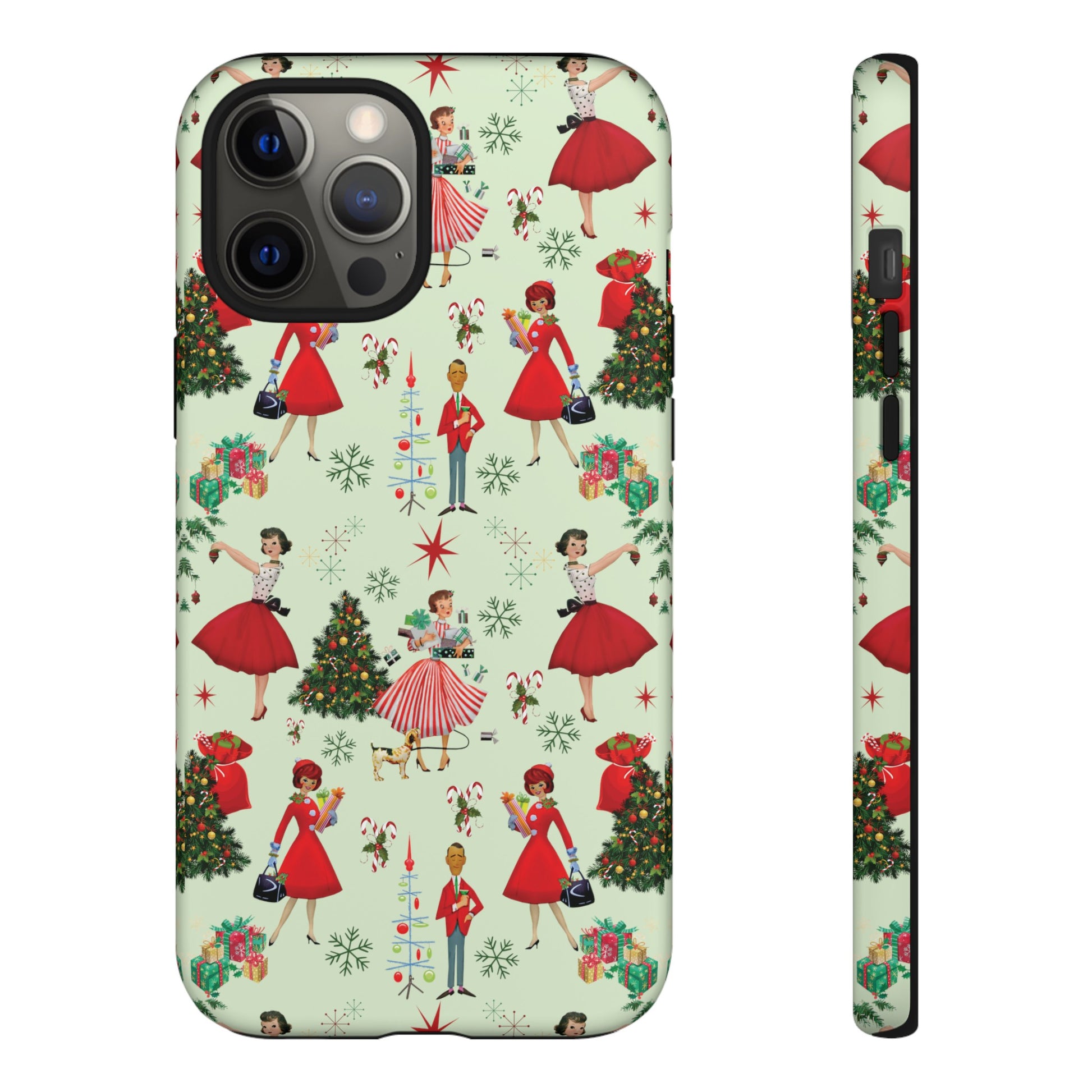 1950s Vintage Phone Case - Retro Christmas Design | Unique Holiday Protection for Your Device | Stylish & Durable Cover Gift for Her Phone 15, Samsung iPhone Samsung Accessory Gift for Her