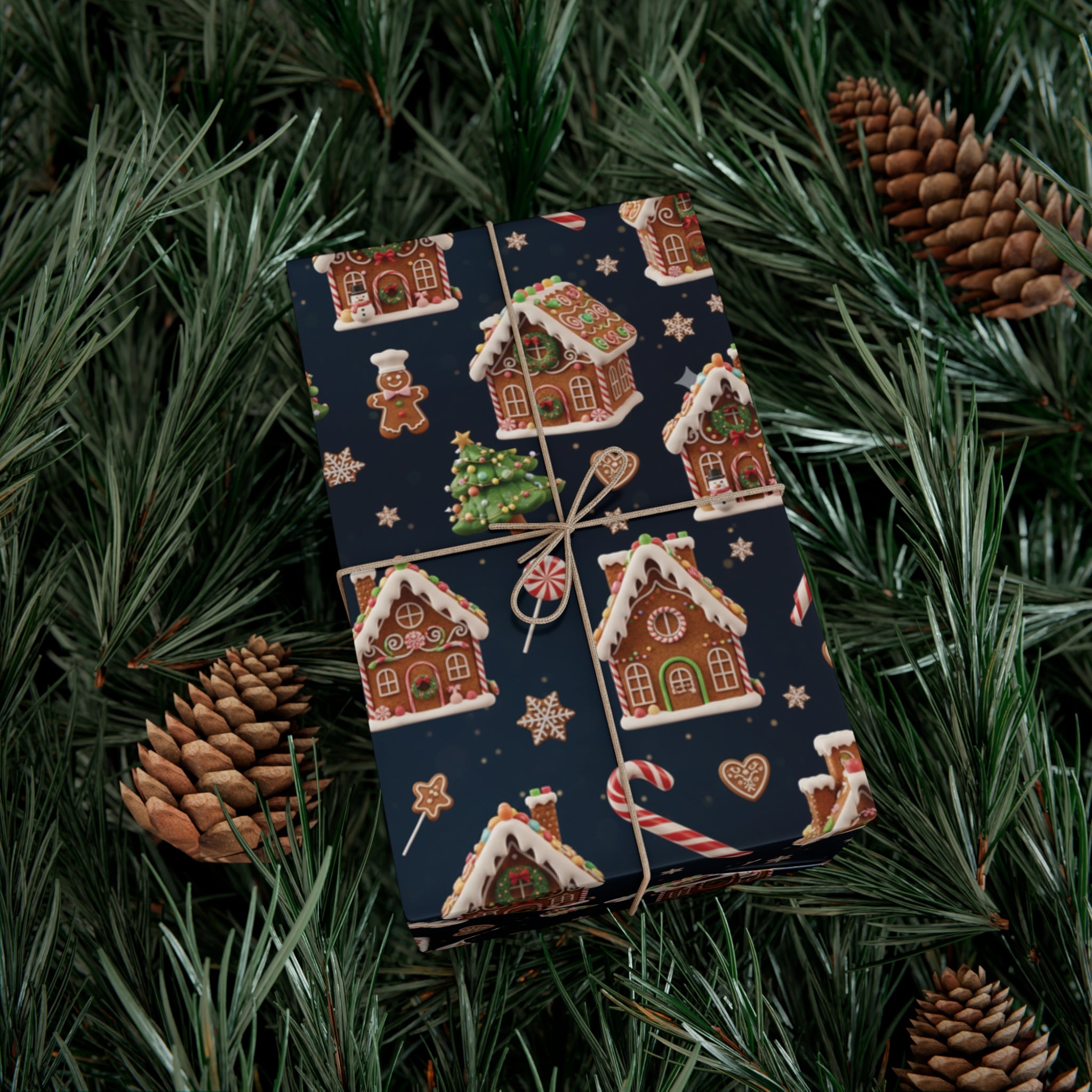 Vintage 3D Gingerbread House Christmas Wrapping Paper | Elegant  Holiday Gift Wrap3 Size Options Available Gift Mom