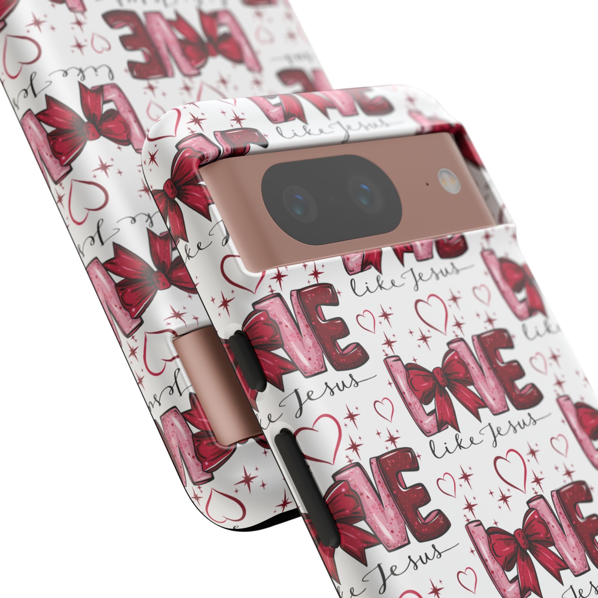 Love Like Jesus Red Bows and Hearts—Tough, Faithful Phone Cases & Religious iPhone Accessories: Protect Your Device & Show Your Faith