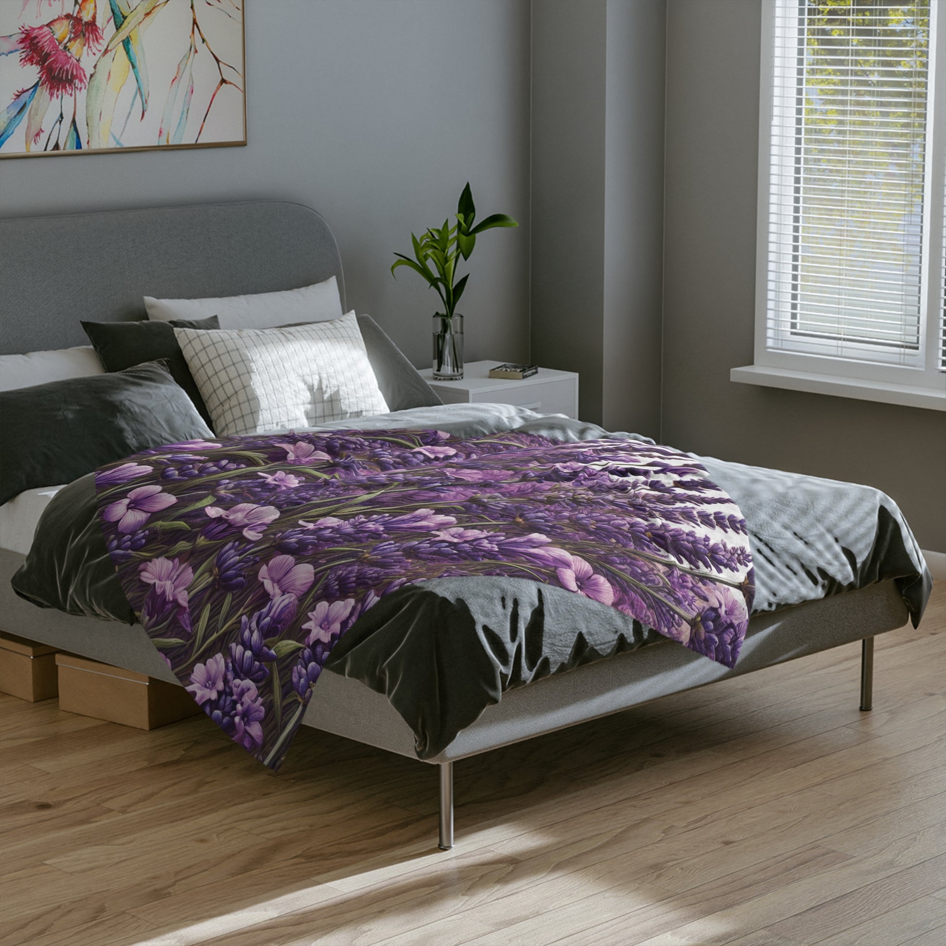 Wildflowers Lavender Bright Colors Minky Blanket Throw Ultra-Soft Minky Blanket Cozy Comfort Blanket Elegant Home Decor Plush Microfiber for Maximum Comfort Blanket, Perfect for Snuggling Decor, Cozy All-Season Warmth, Housewarming Gift Throw