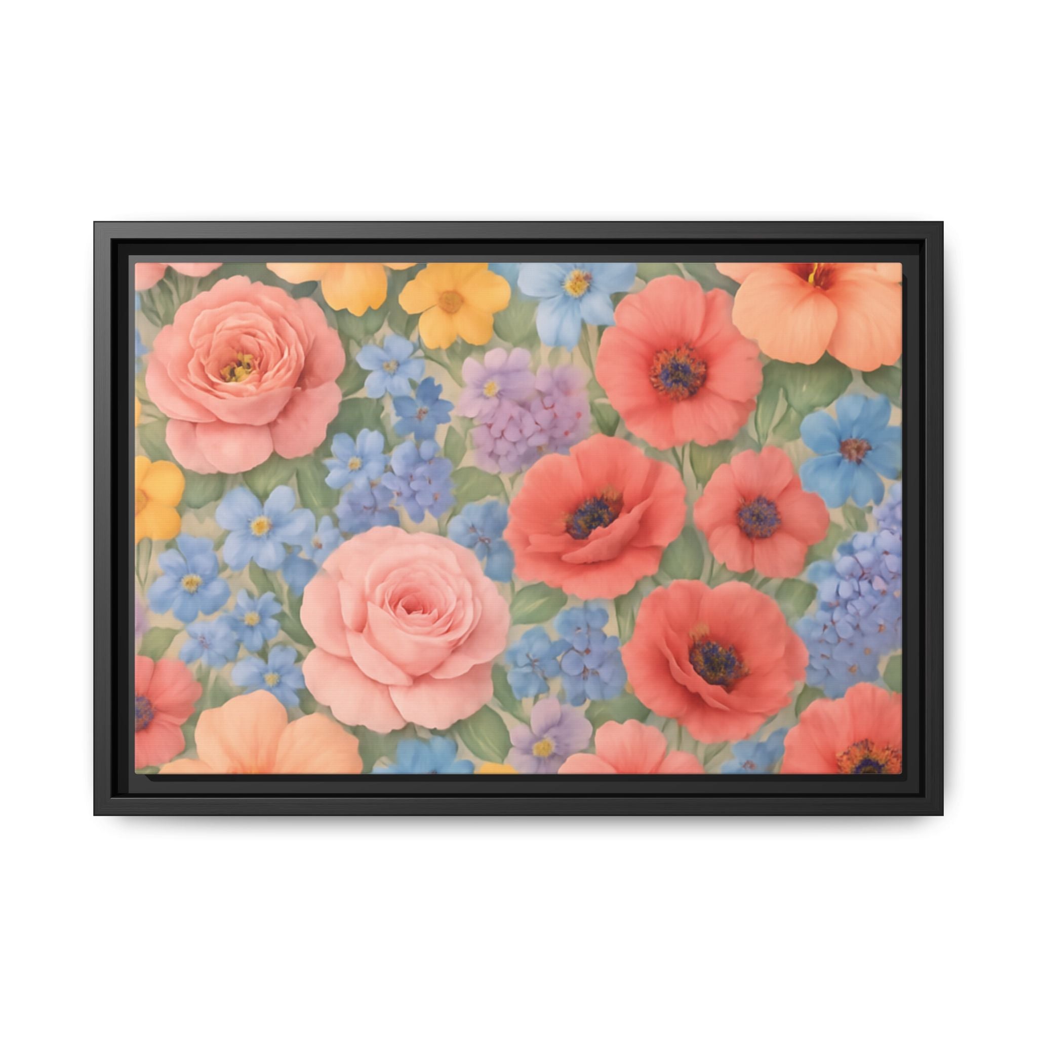 Luxury Framed Floral Canvas – Bold Multi-Color Botanical Wall Art, Elegant Nature-Inspired Accent for Living Room, Bedroom, or Office Décor Gift for Mom