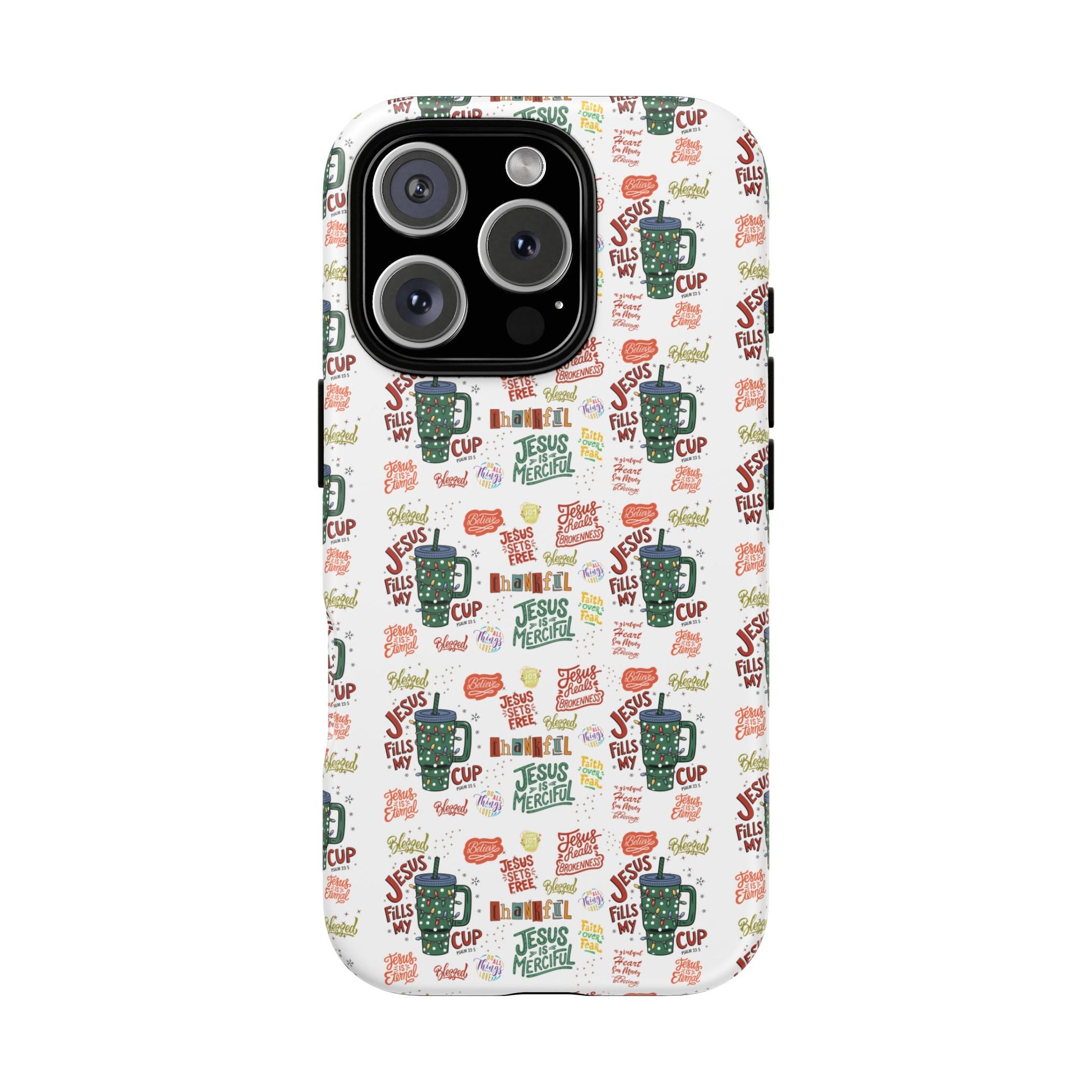 Jesus Fill My Cup Phone Case Cute Floral Design in Red, Pink, Blue – Aesthetic Protective Case for iPhone and  Android