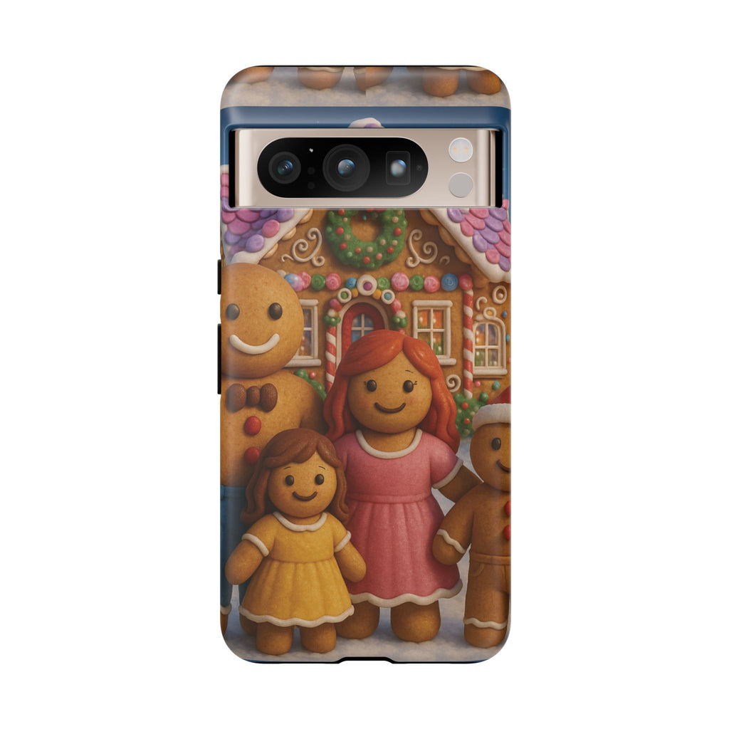 Coque de téléphone esthétique Famille en Pain d'Épices – Design d'inspiration vintage sur le thème de Noël – Étui stylé pour modèles iPhone et Samsung Galaxy