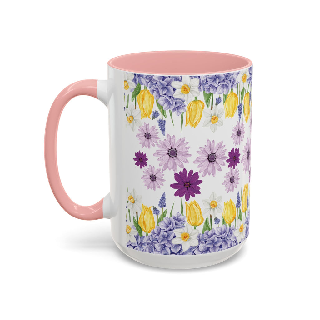 Botanical Floral Mug  Lavender & Yellow Flowers, Ceramic 11oz & 15oz Cup, Ideal Gift for Coffee Lovers, Mother's Day, or Cozy Spring Mornings