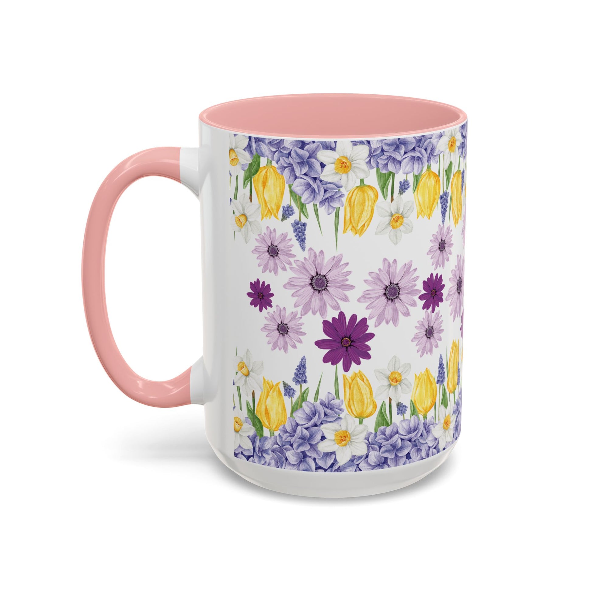 Botanical Floral Mug  Lavender & Yellow Flowers, Ceramic 11oz & 15oz Cup, Ideal Gift for Coffee Lovers, Mother's Day, or Cozy Spring Mornings
