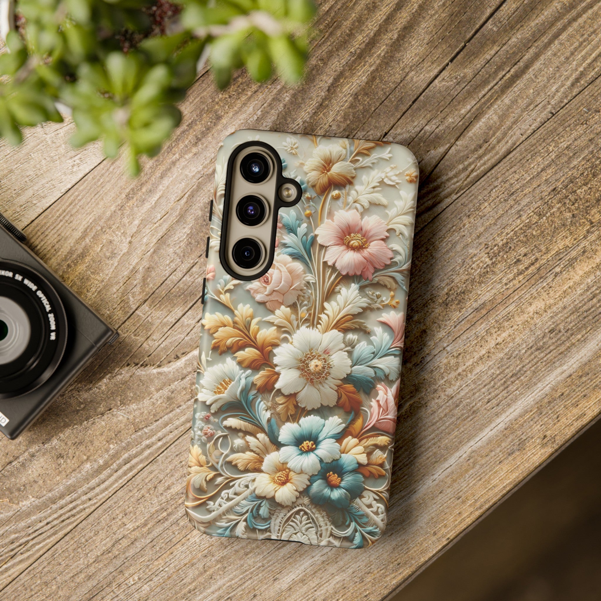 3D Elegant Faux Flowers Phone Case Stylish & Durable for iPhone Samsung Gift iPhone 15, 14, 13 Samsung Pixel Gift for Mom Accessory Gift for Her