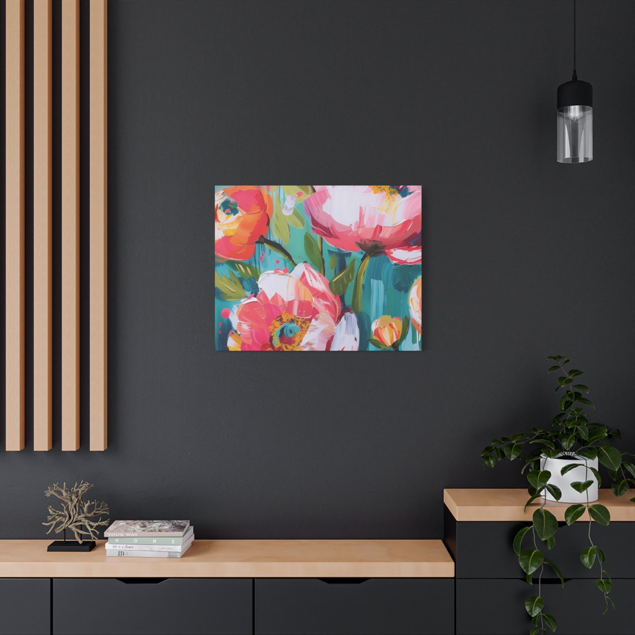 Unique Boho Floral Wall Art Matte Canvas Stretched, Vibrant Botanical Design, Perfect for Living Room, Bedroom, or Office Decor, Adds a Stylish Touch to Any Space - MRSBYVALLE