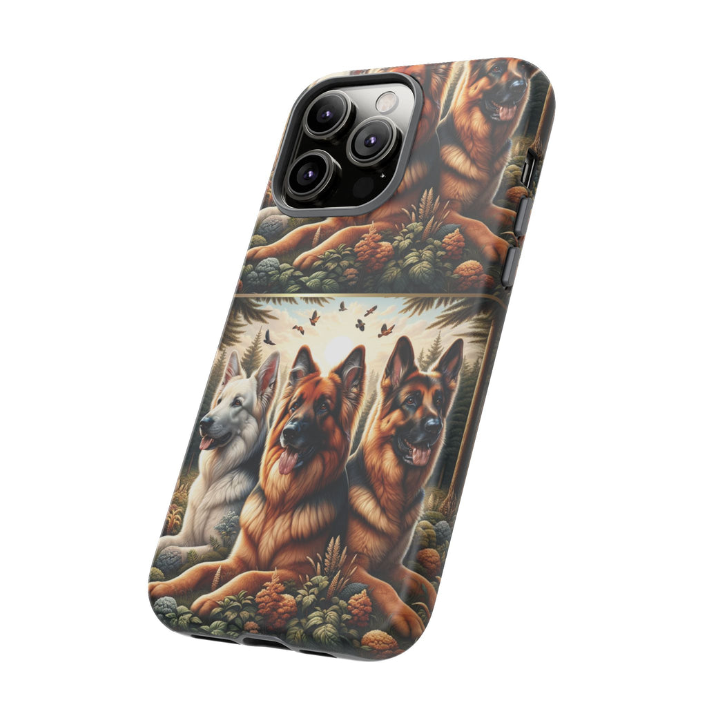 German Shepherd Phone Tough Case Floral Elegant Durable Dog Lover Devices iPhone 15, Samsung iPhone Samsung Accessory Gift for Her