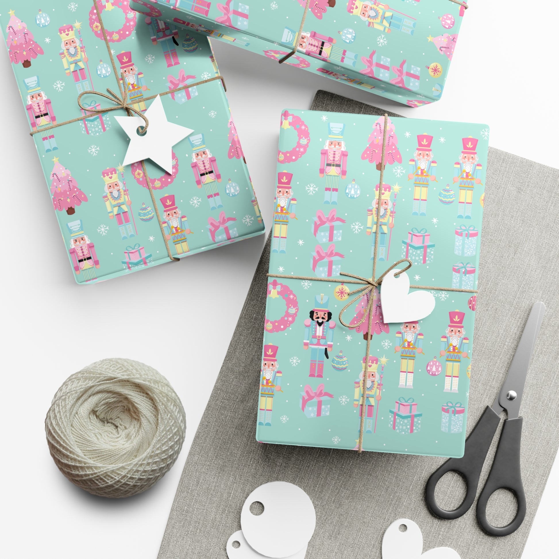 Pink and Pastel Green Christmas Nutcrackers Wrapping Paper | Vibrant Seasonal Blooms | Perfect for Thanksgiving, Birthdays, Special Occasions | Premium Quality Gifts Moms - MRSBYVALLE