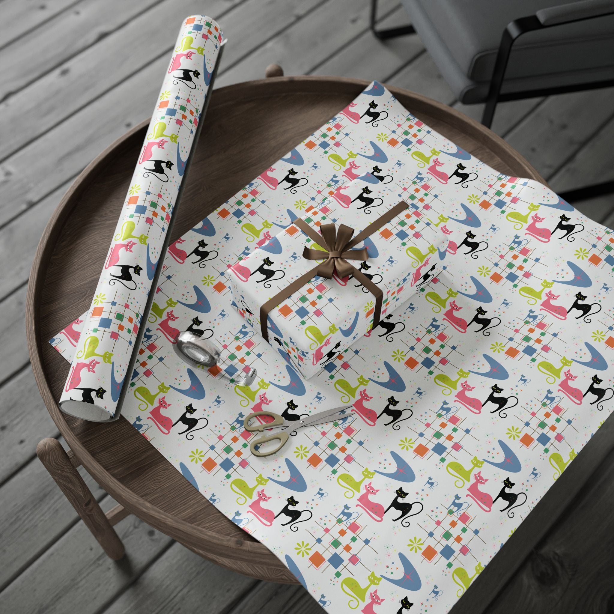 Atomic Kitty Retro Wrapping Paper — Retro Cat Gift Wrap