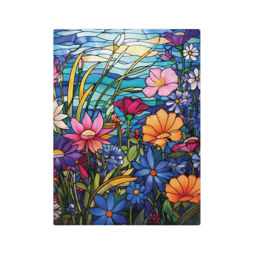 Wildflowers Stain Glass Illusion Minky Blanket Throw Ultra-Soft Minky Blanket Cozy Comfort Blanket Elegant Home Decor Plush Microfiber for Maximum Comfort Blanket, Perfect for Snuggling Decor, Cozy All-Season Warmth, Housewarming Gift Throw - MRSBYVALLE