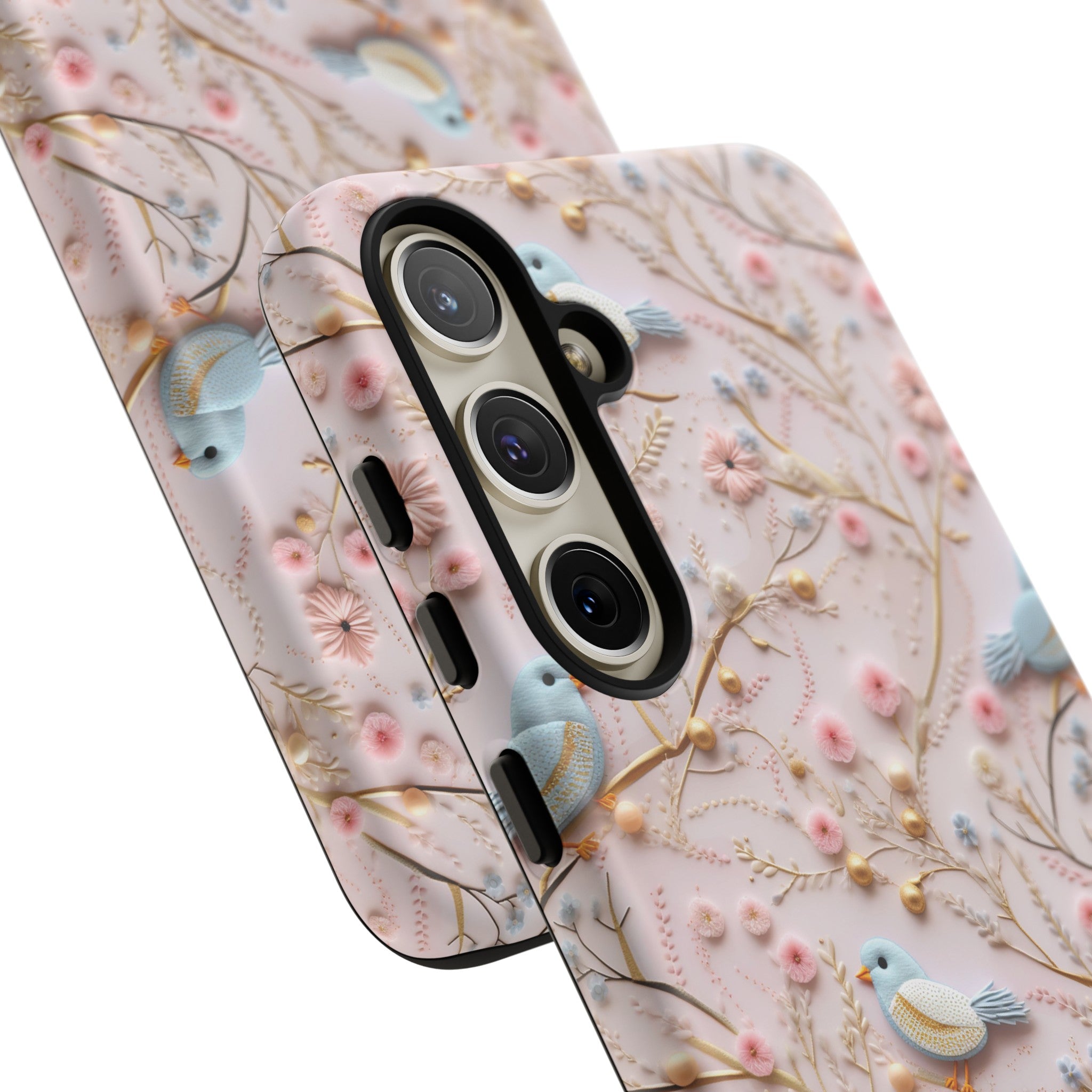 3D Birds Elegant Faux Flowers Phone Case Stylish & Durable for iPhone Samsung Gift iPhone 15, 14, 13 Samsung Pixel Gift for Mom Accessory Gift for Her