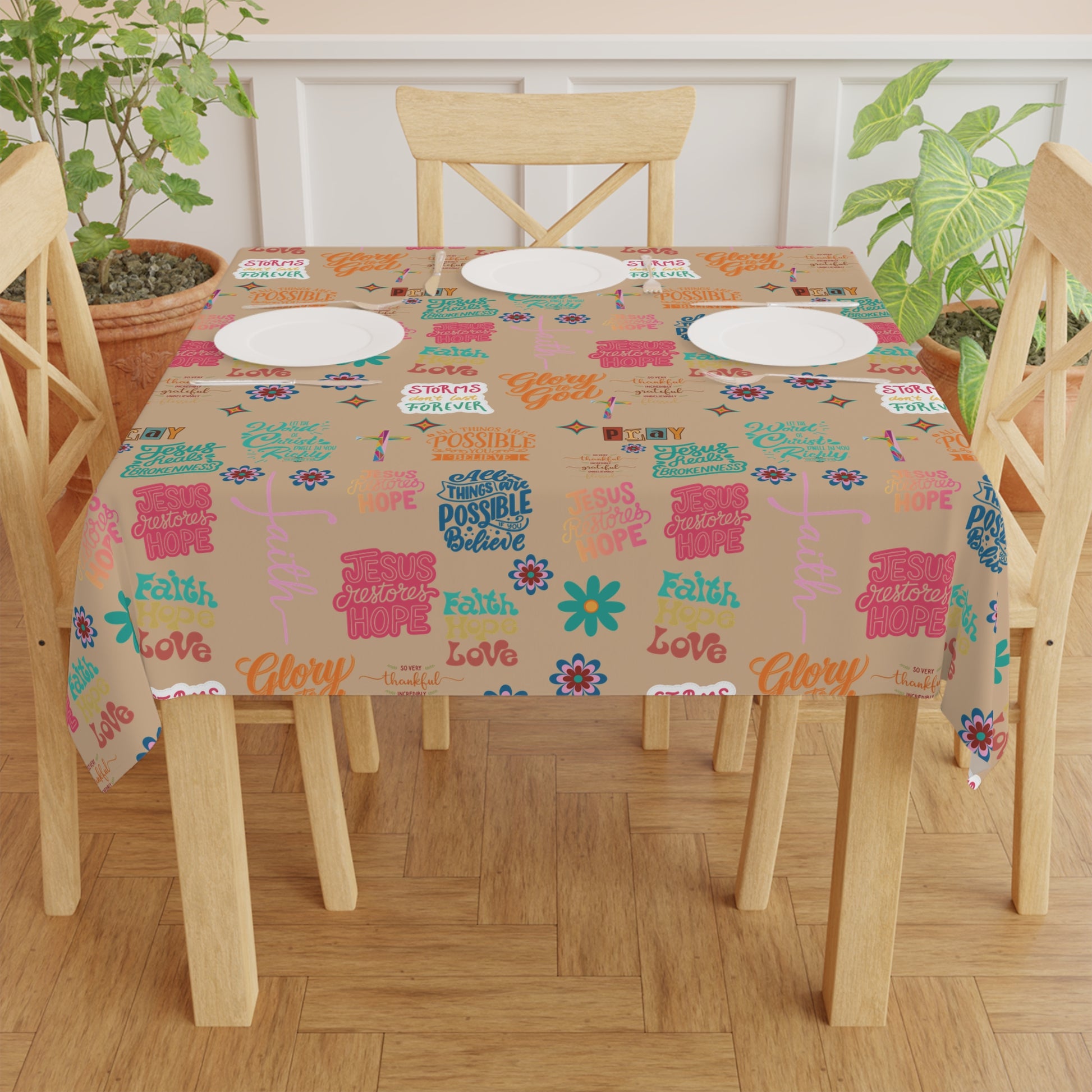 Tablecloth - Motivational Bible Verses, Perfect Housewarming Gift