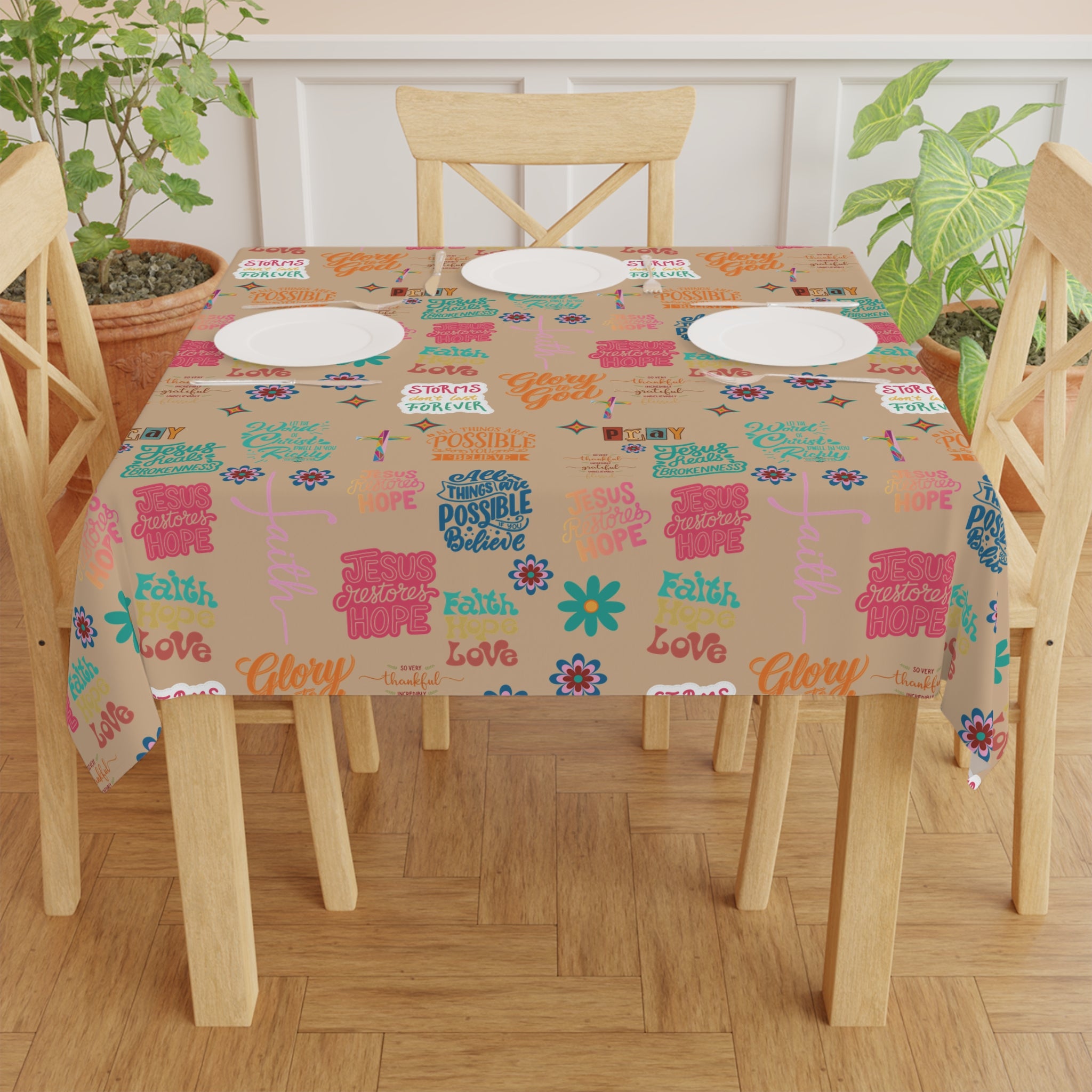 Tablecloth - Motivational Bible Verses, Perfect Housewarming Gift