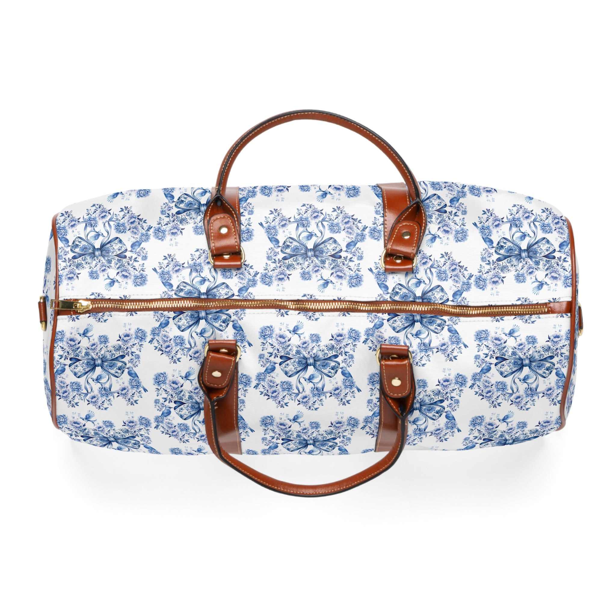 Sac de week-end, Sac de voyage Chinoiserie Bleu et Blanc avec nœuds coquets, Léger et Spacieux, Sac fourre-tout de voyage imperméable pour les voyageurs, Sac de nuit pour un voyage luxueux et chic