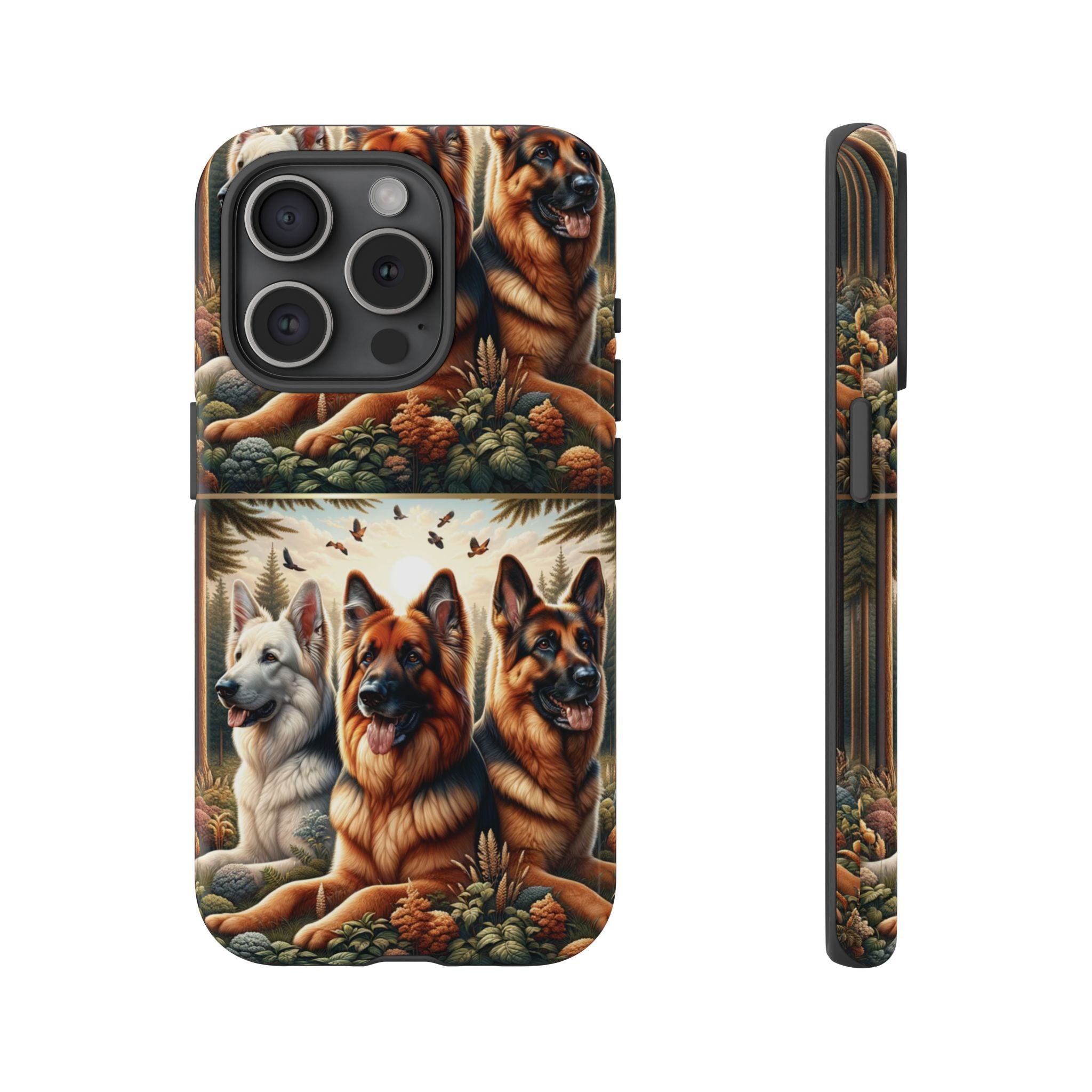 German Shepherd Phone Tough Case Floral Elegant Durable Dog Lover Devices iPhone 15, Samsung iPhone Samsung Accessory Gift for Her