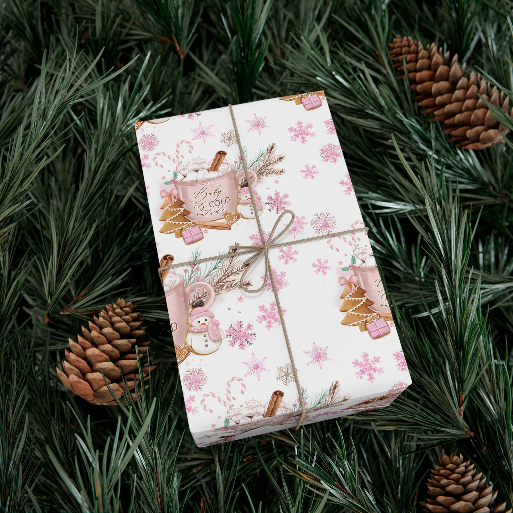 Charming 'Baby It's Cold Outside' Wrapping Paper Perfect for Winter and Holiday Gifts | Cozy Christmas Packaging | Festive Snowflakes Design | High-Quality Gift Wrap for Any Occasion Gift for Her - MRSBYVALLE
