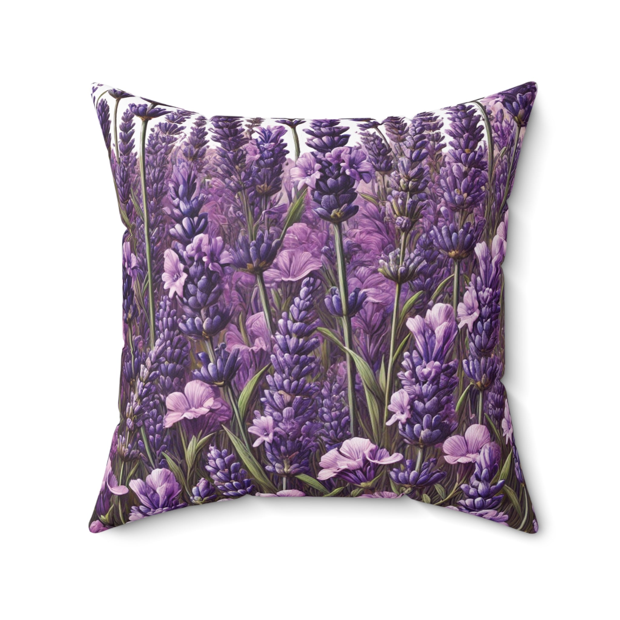 Lavender Bright Modern Wildflowers Decorative Pillow - Available in 16x16, 18x18, 20x20 - Vibrant Accent for Living Room, Bedroom, or Sofa Decor 100% Polyester with Double-Sided Print