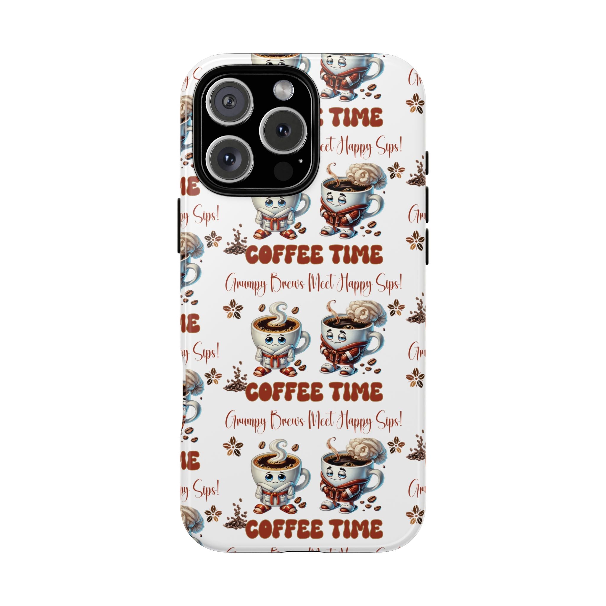 Grumpy Brews Meet Happy Sips Phone Case Compatible with iPhone, Samsung & Pixel | Fun, Durable Protection for Coffee Lovers | Unique Design, Shockproof & Scratch-Resistant Perfect for Coffee Lover - MRSBYVALLE