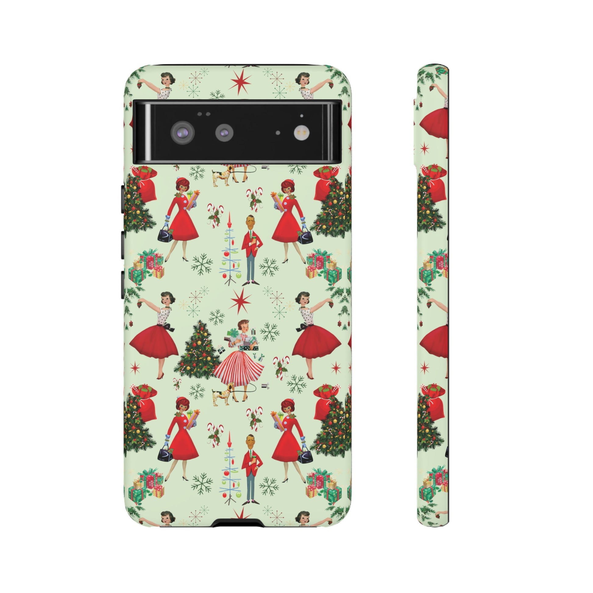 1950s Vintage Phone Case - Retro Christmas Design | Unique Holiday Protection for Your Device | Stylish & Durable Cover Gift for Her Phone 15, Samsung iPhone Samsung Accessory Gift for Her