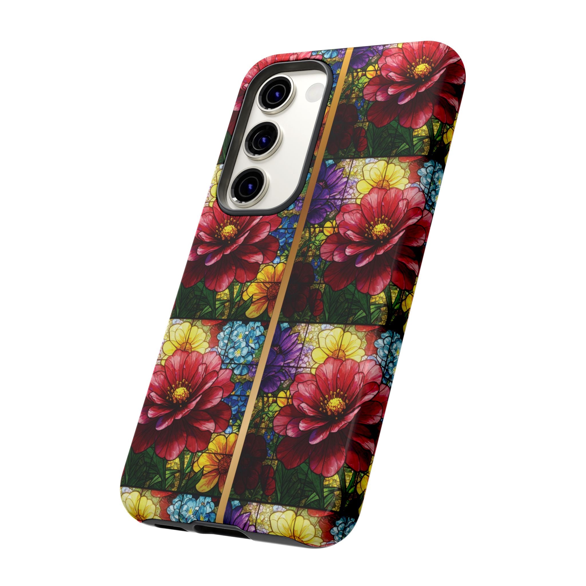 Stained Glass Illusion Floral Phone Case  3D Colorful Flower Design, Protective Christian Gift, Fits iPhone, Samsung, Google Pixel