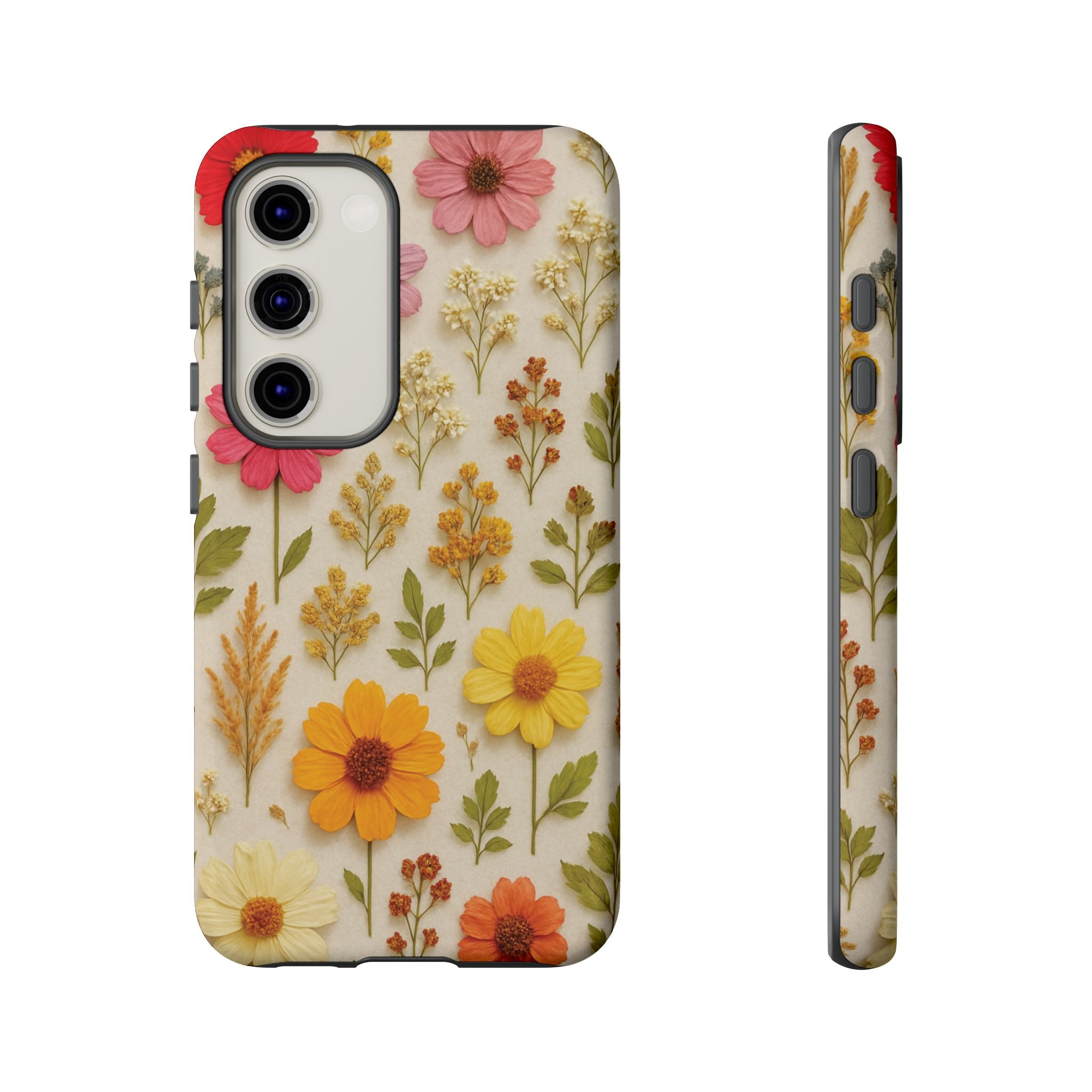 Dried Flowers Illusion Phone Case – Realistic Botanical Aesthetic, Colorful Pressed Floral Art, Trendy Nature-Inspired Protective Cover  iPhone & Samsung Models