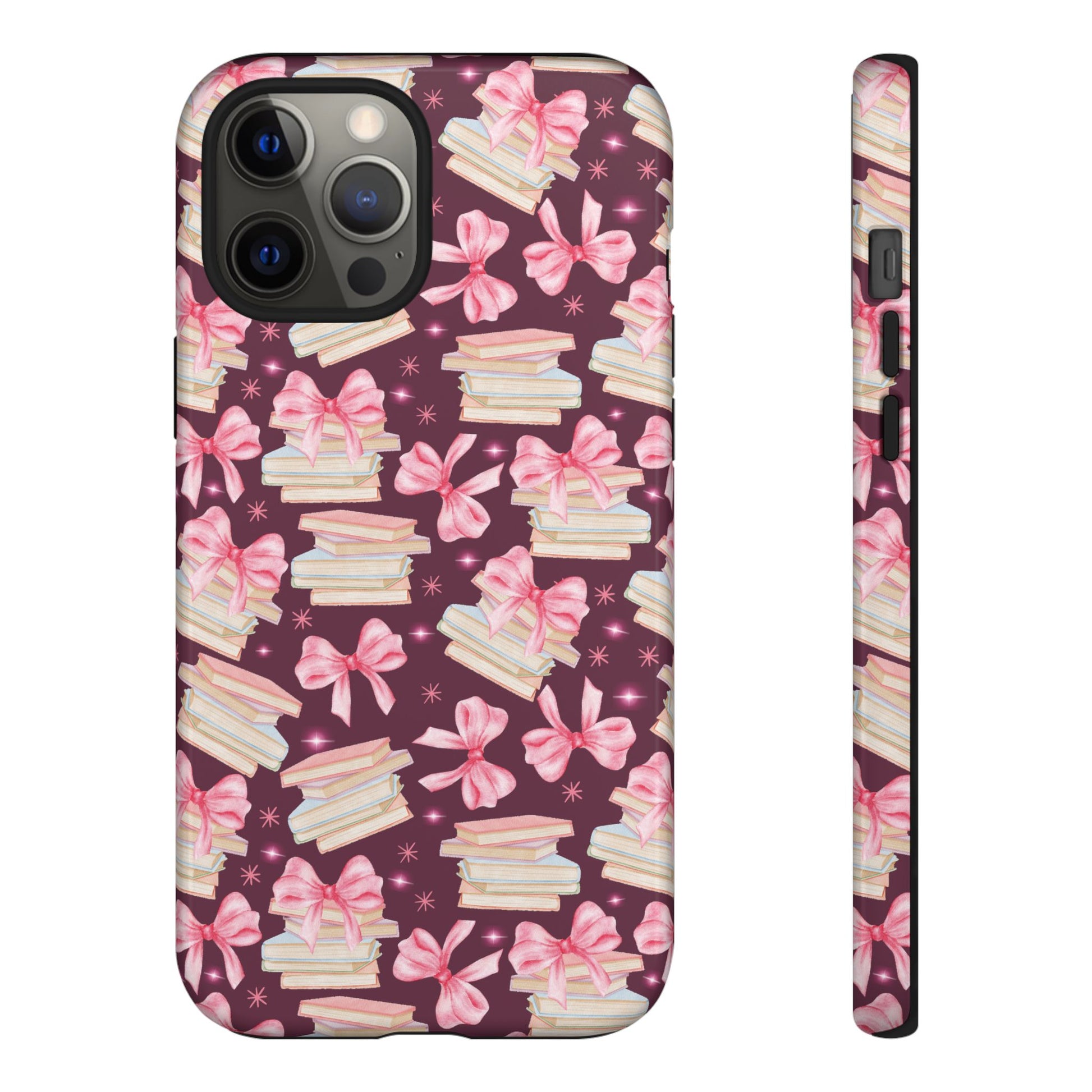 Coquette Pink Bows & Books Phone Case for iPhone 17 and Samsung, Pixel | Stylish Protective Cover Gift for Her Perfect for Floral Lover