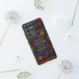 Walk by Faith Stain Glass Illusion Everywhere Christian Tough Phone Case with Bible Verse or Affirmation  Protective, Inspirational Gift for Christians