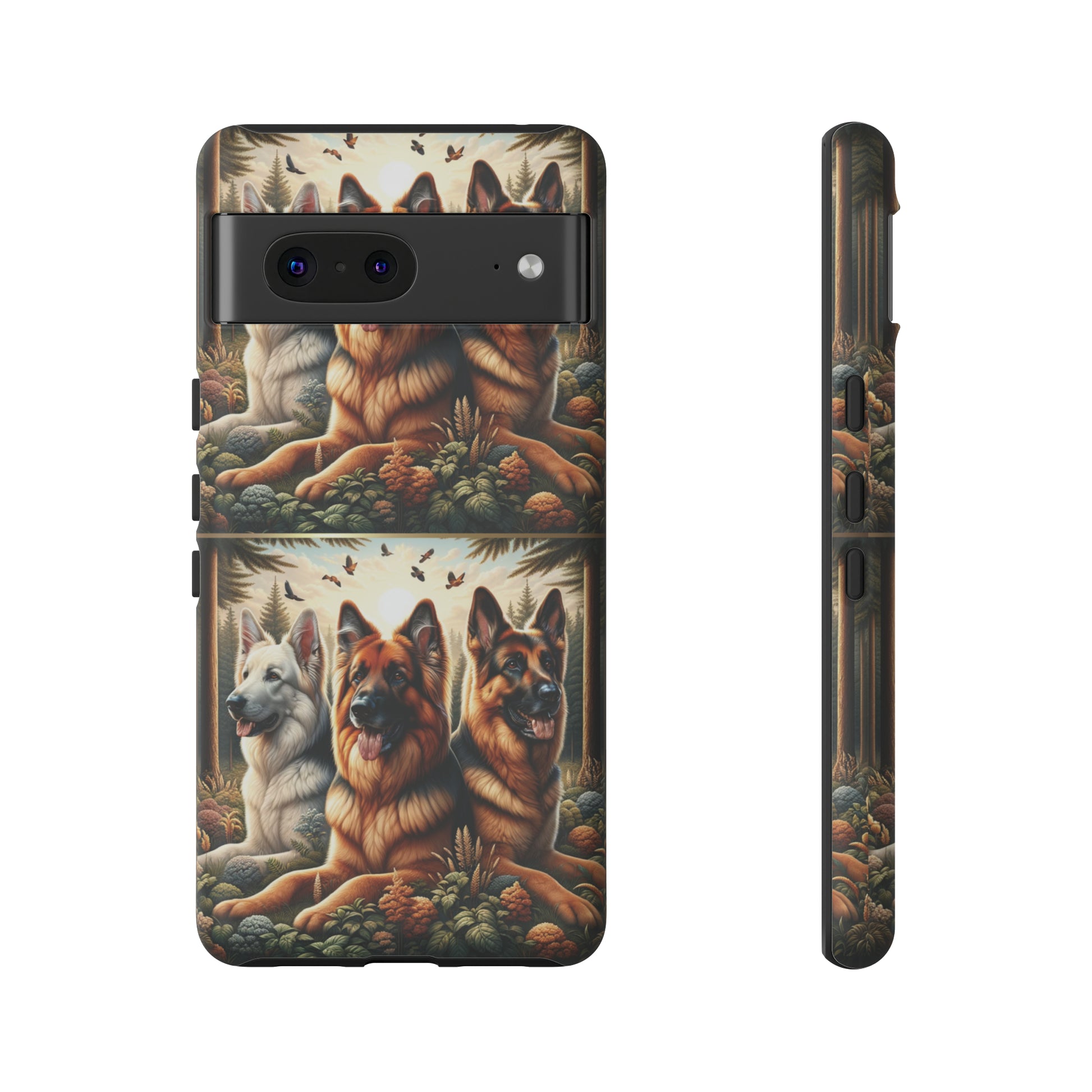 German Shepherd Phone Tough Case Floral Elegant Durable Dog Lover Devices iPhone 15, Samsung iPhone Samsung Accessory Gift for Her.